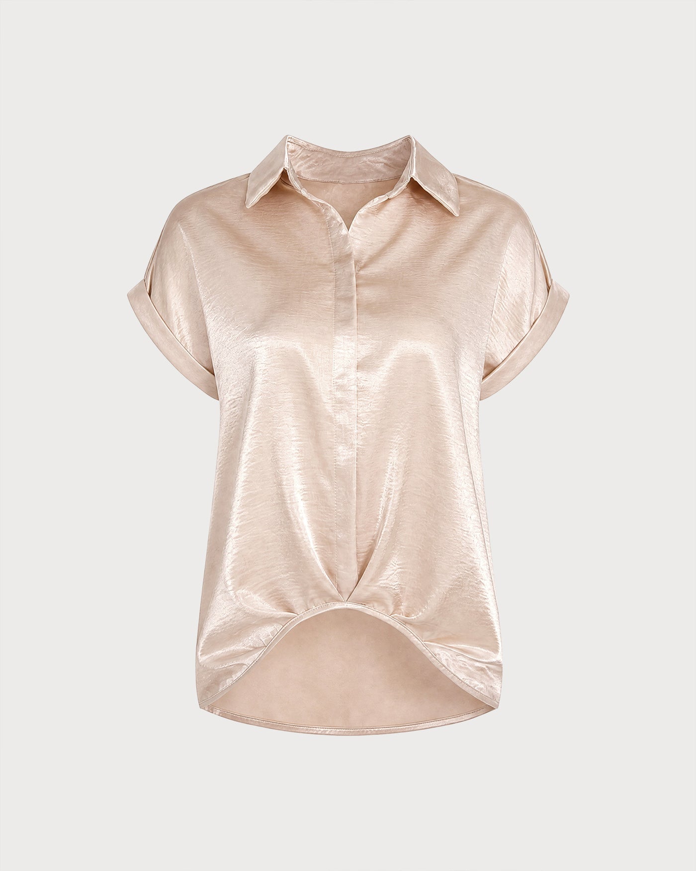 Apricot Collar Short Sleeve Shirt