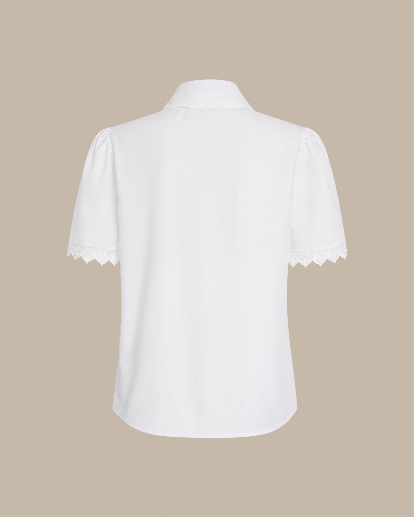 White Solid Collar Splicing Button Shirt