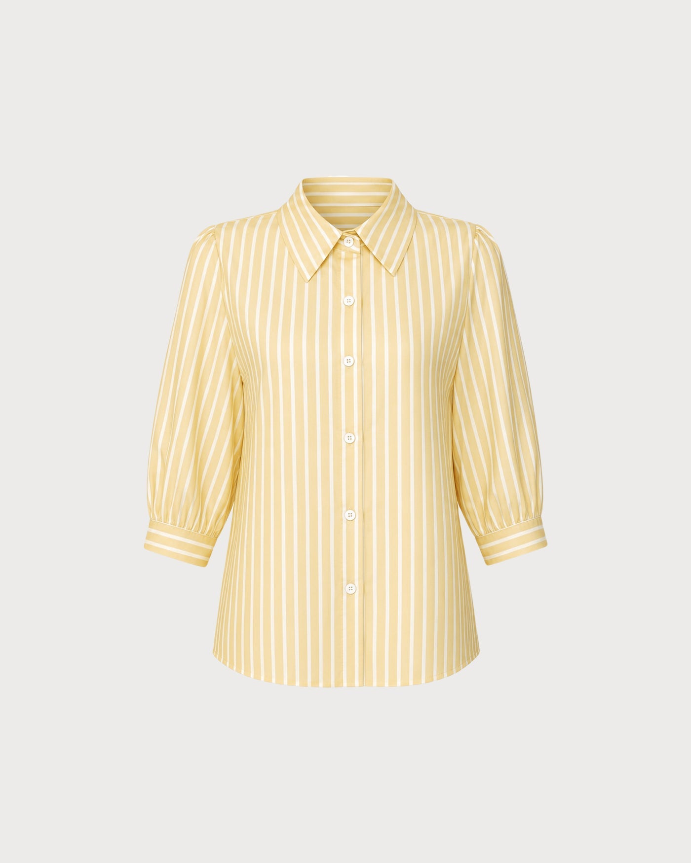 Yellow Collar Button Striped Shirt