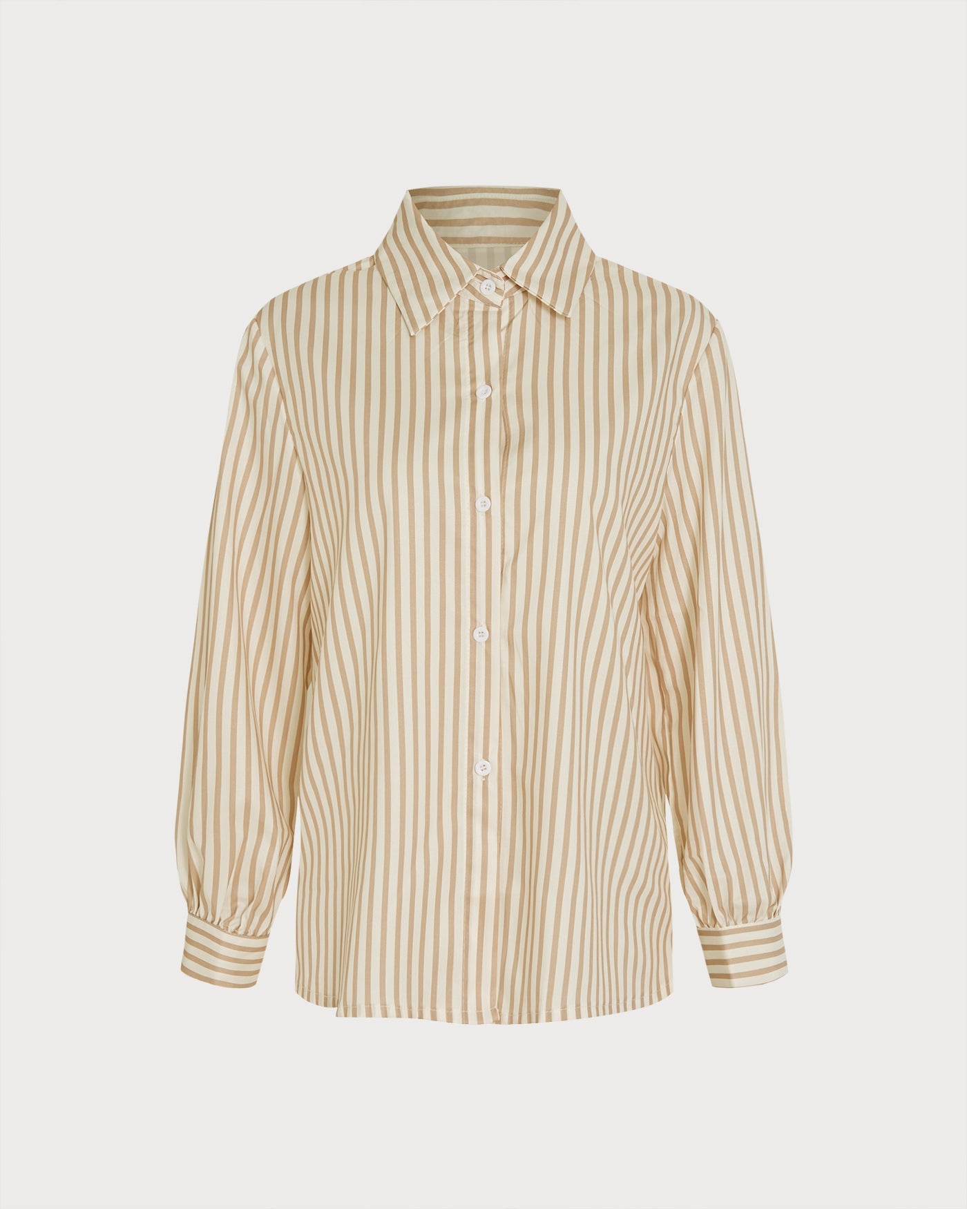 Apricot Collar Striped Button Shirt