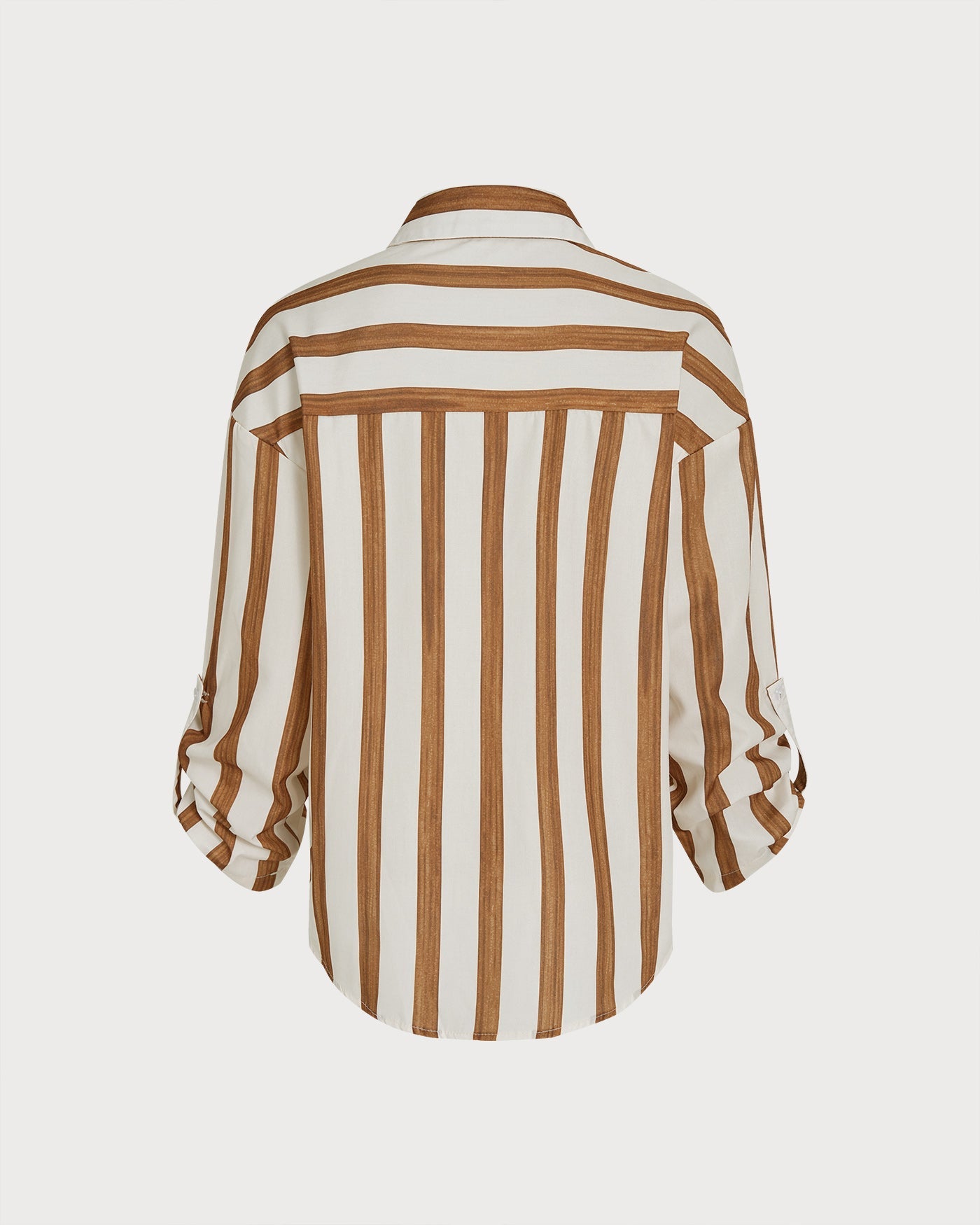 Brown Collar Striped Button Shirt