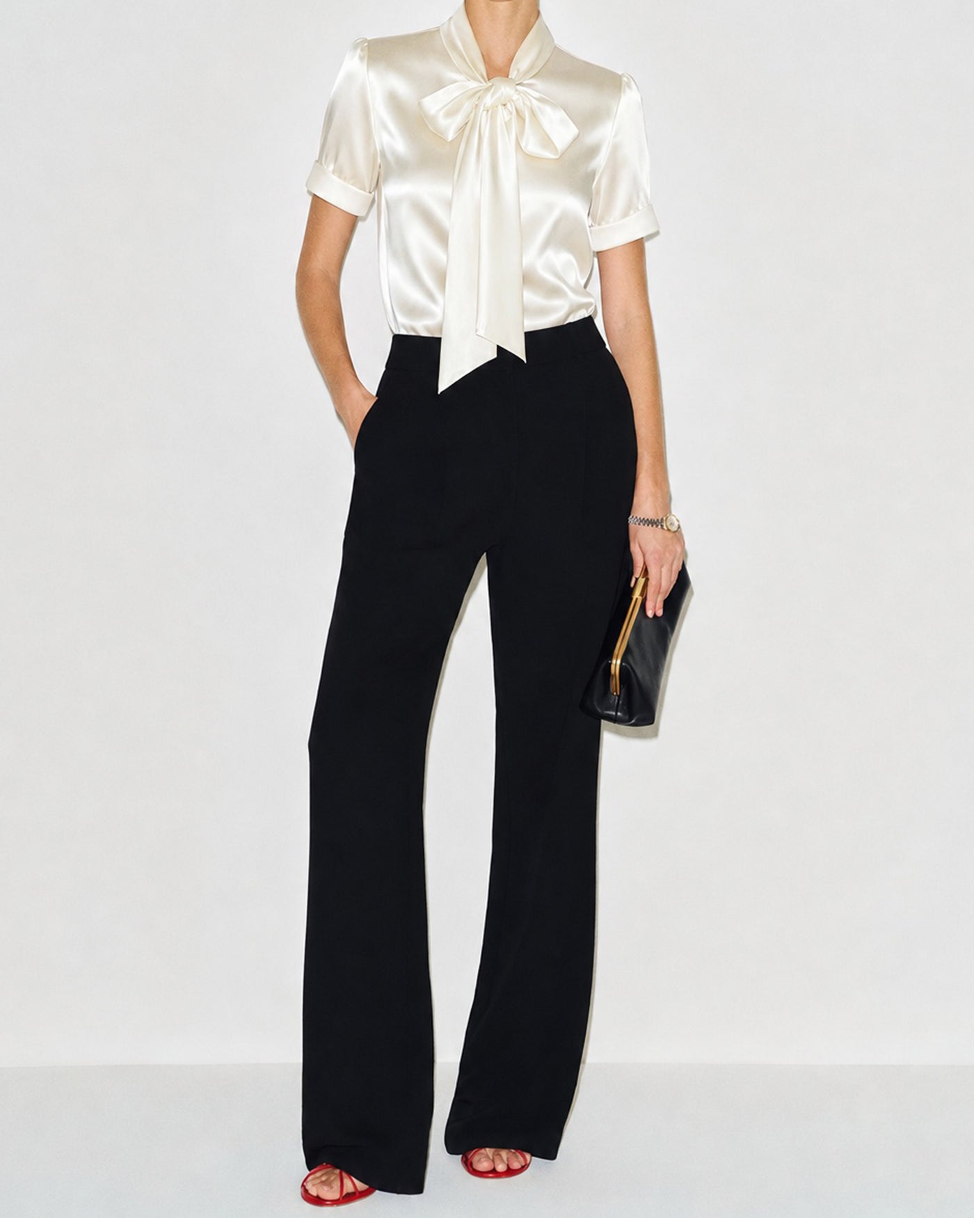 Off White Turtle Tie Regular Sleeve Shirt