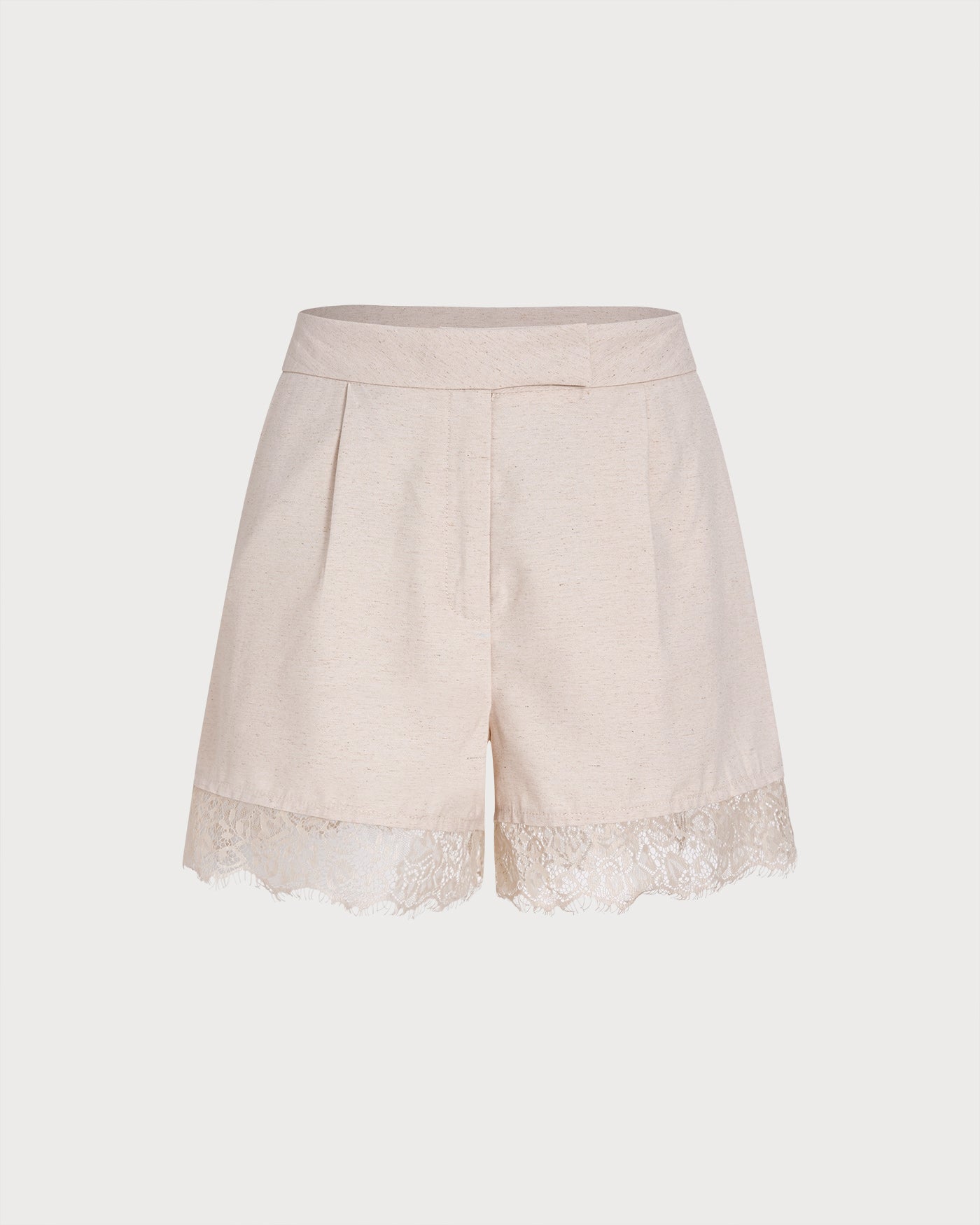 Apricot Lace Splicing Pockets Shorts