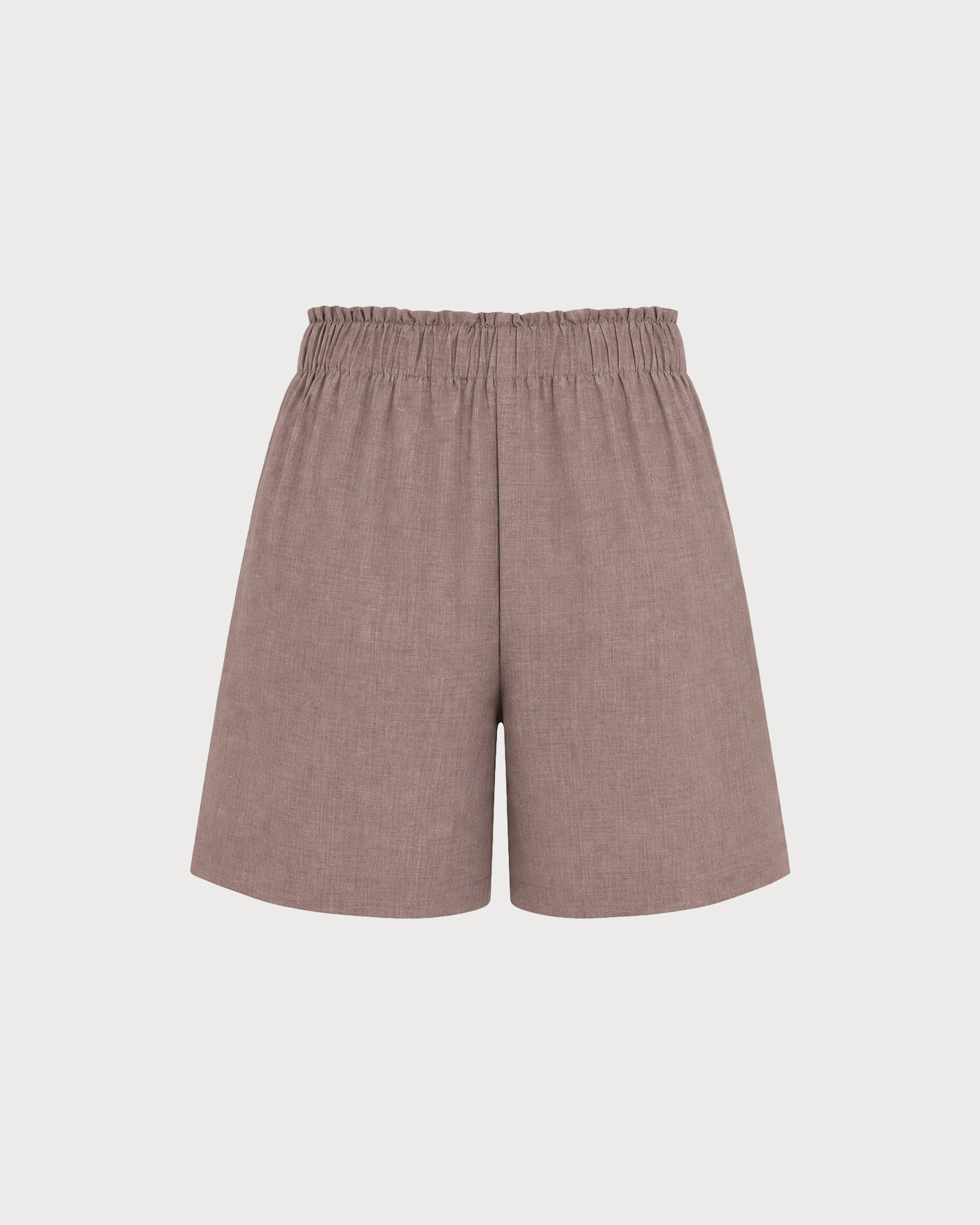 Brown Elastic Waist Pockets Shorts