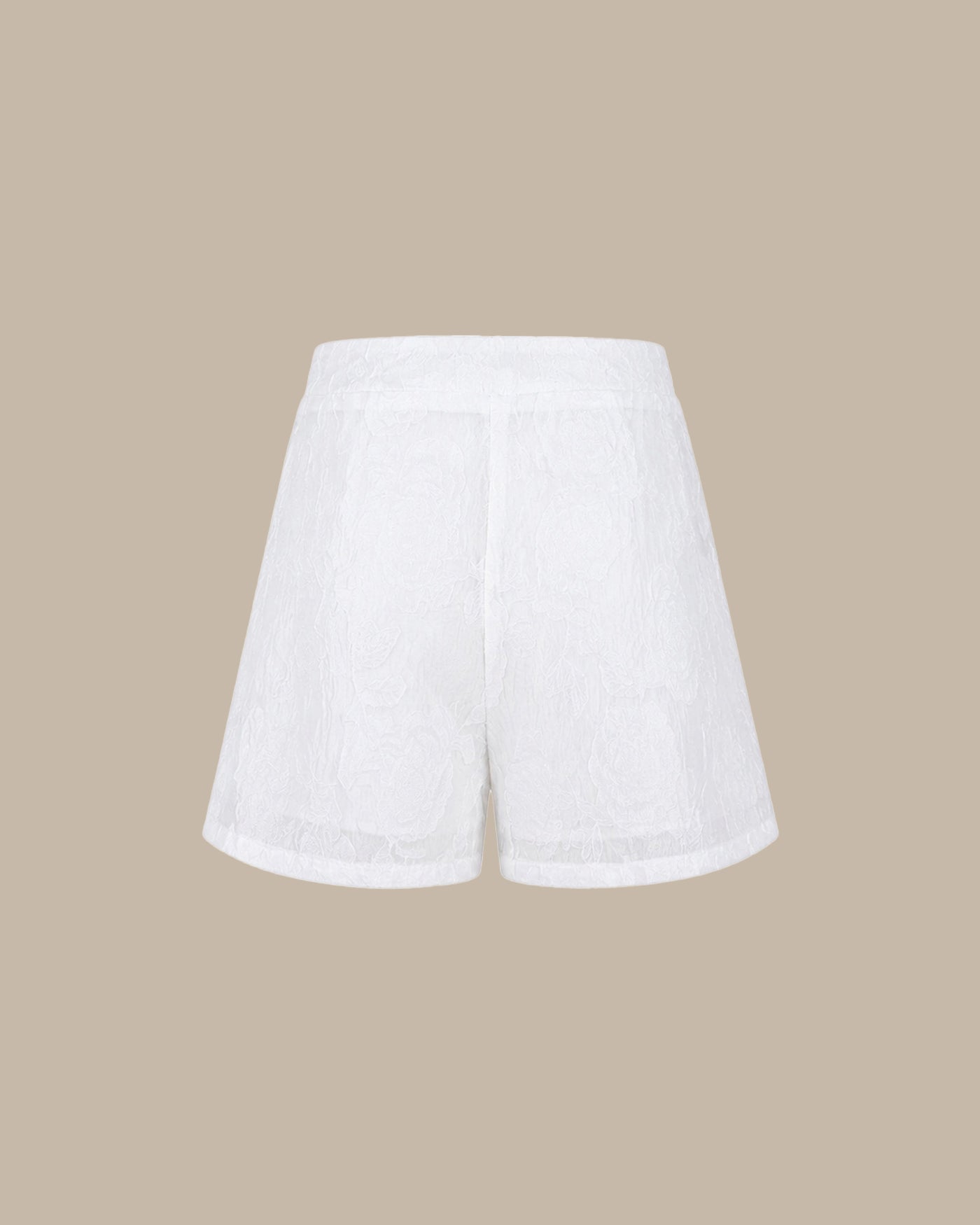 White Jacquard Pockets Shorts