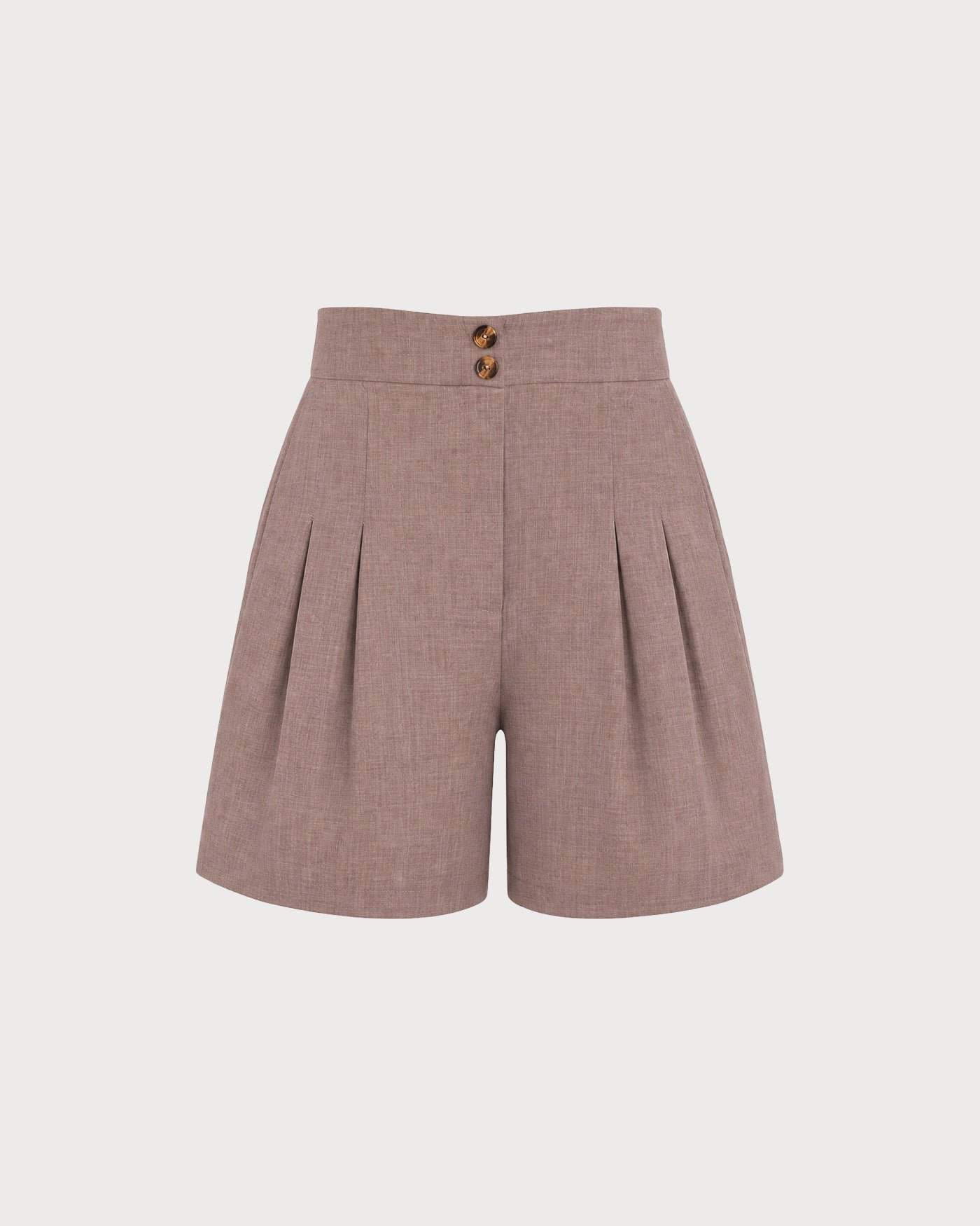 Brown Elastic Waist Pockets Shorts