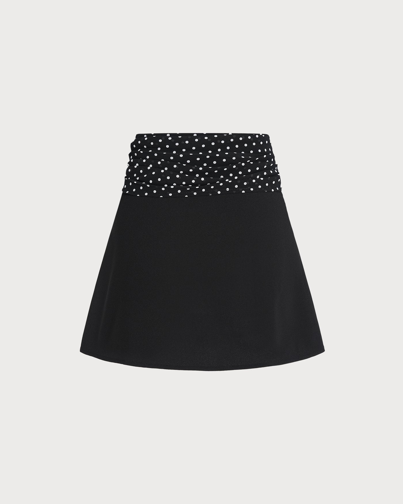 Black Polka Dot Splicing Mini Skirt