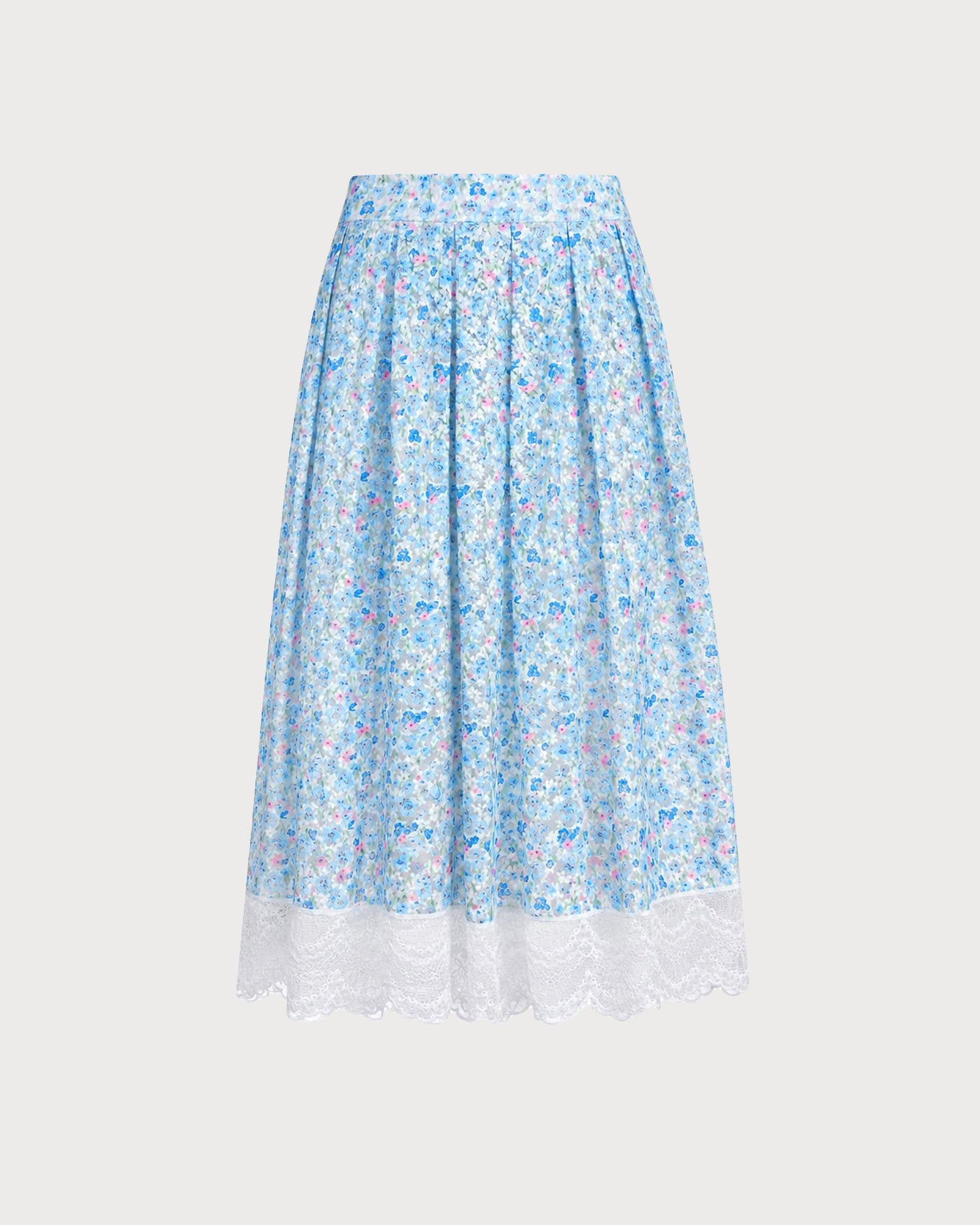 Blue Floral Lace A-Line Skirt