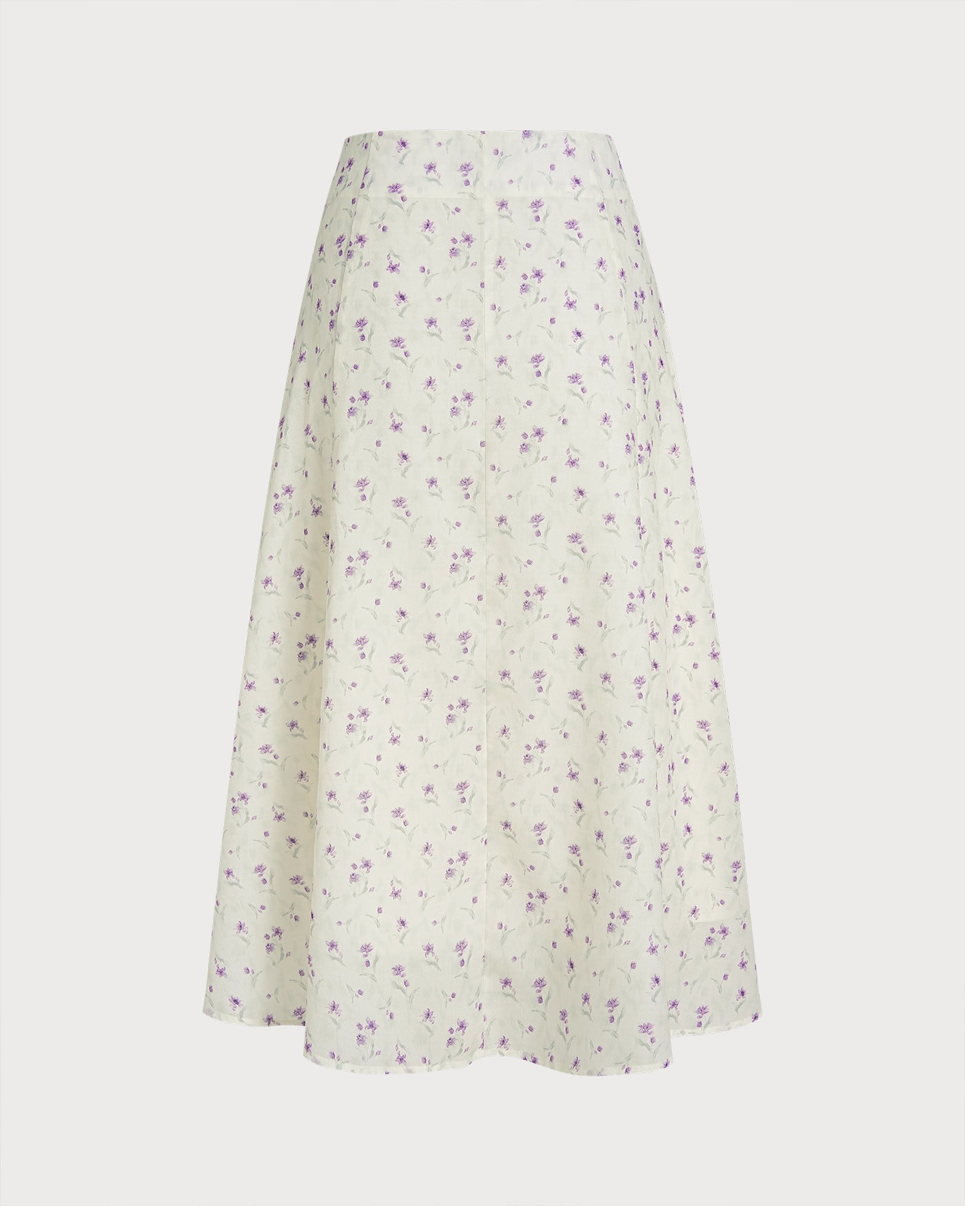 Beige Floral Slit Midi Skirt