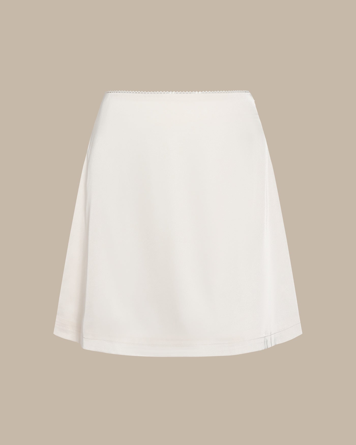 Apricot Lace Zipper Satin Mini Skirt