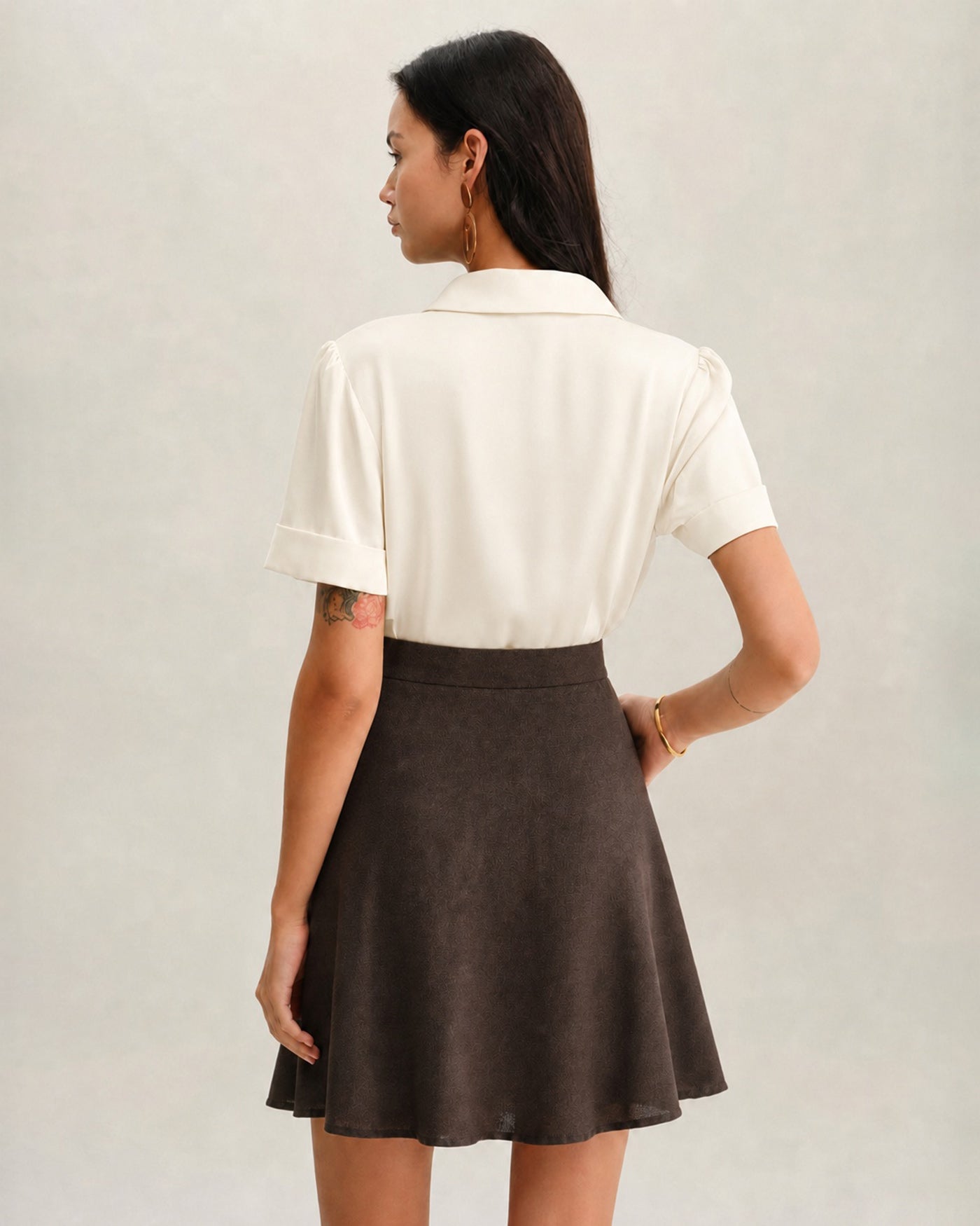 Brown Pocket High Waisted Skirt