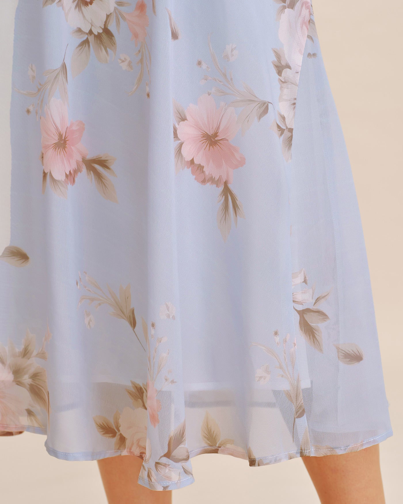 Light Purple Floral A-Line Midi Skirt