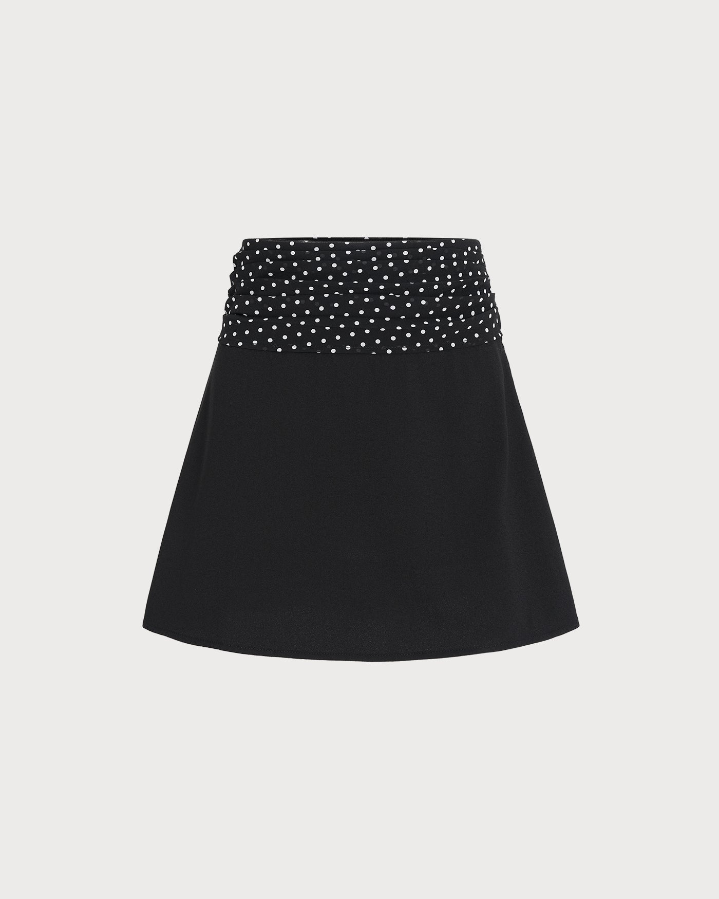 Black Polka Dot Splicing Mini Skirt