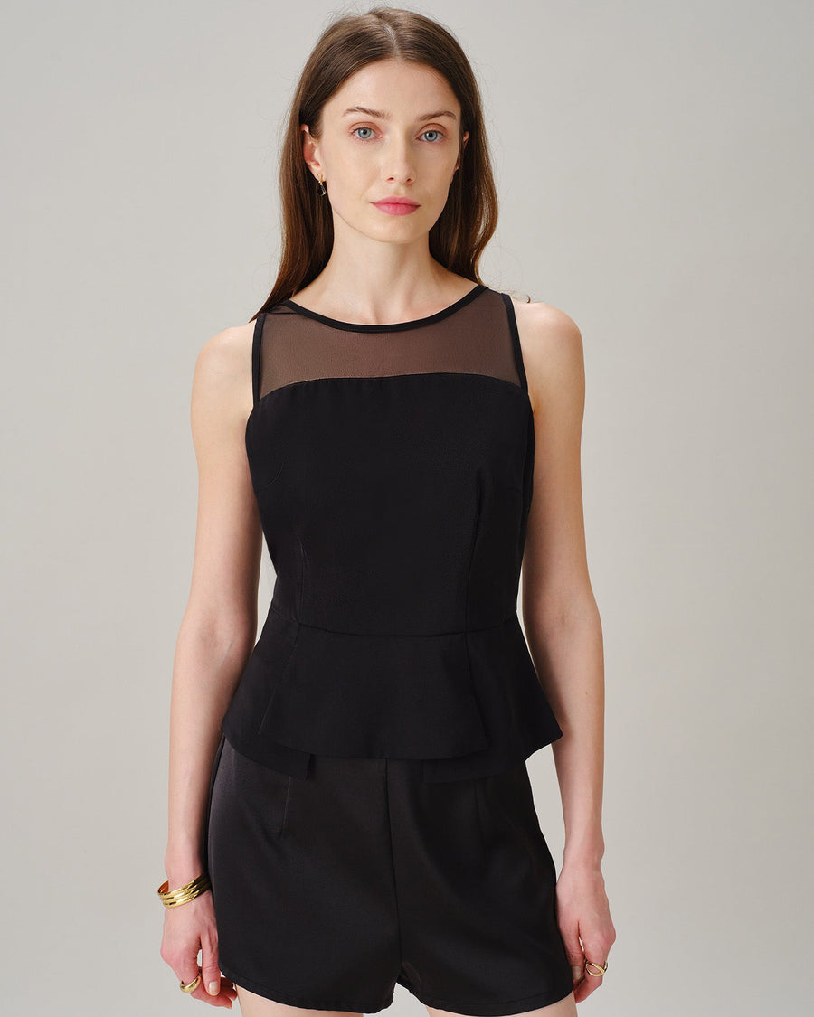 Black See Through Mesh Tank Top