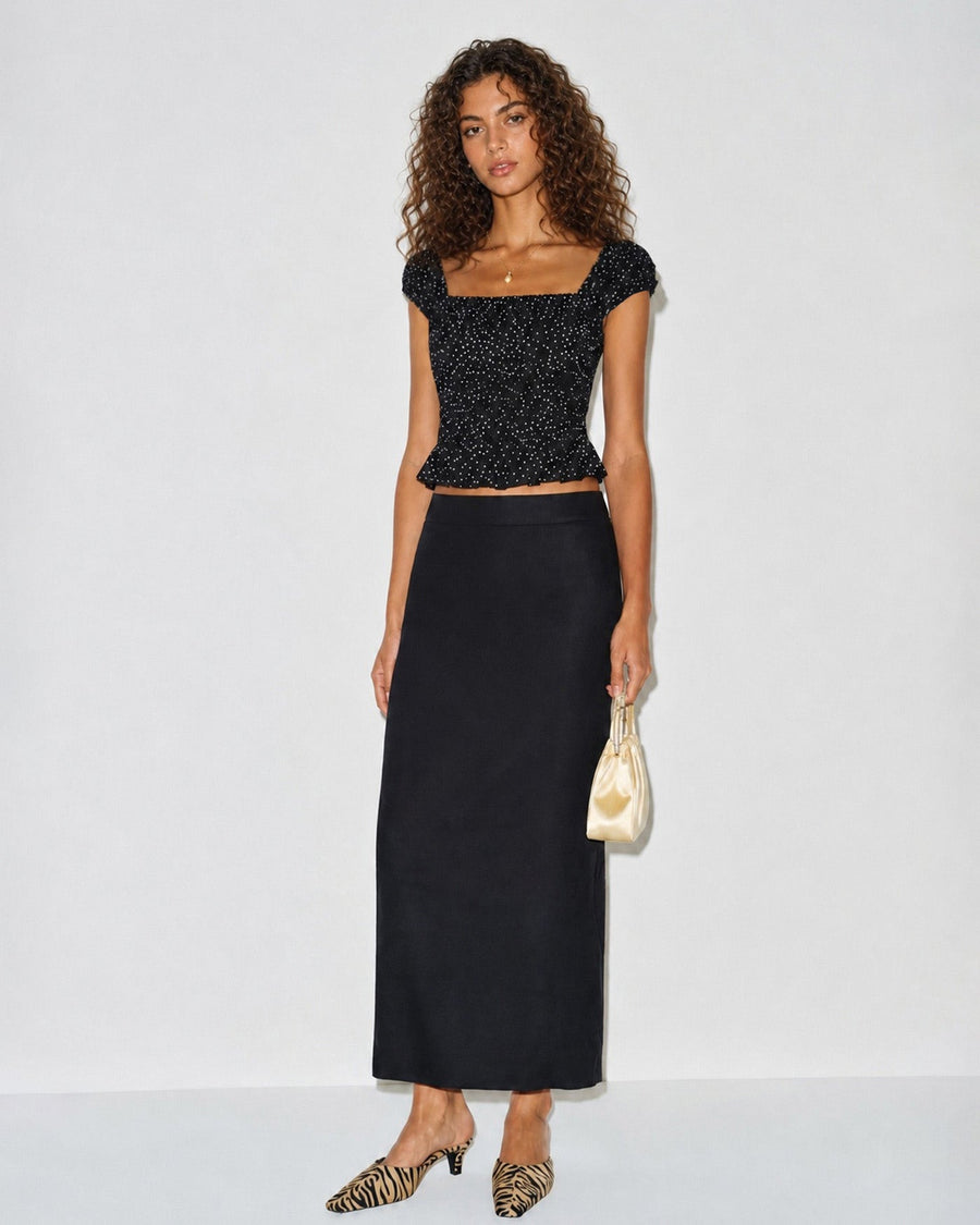 Black Square Neck Polka Dot Tank Top