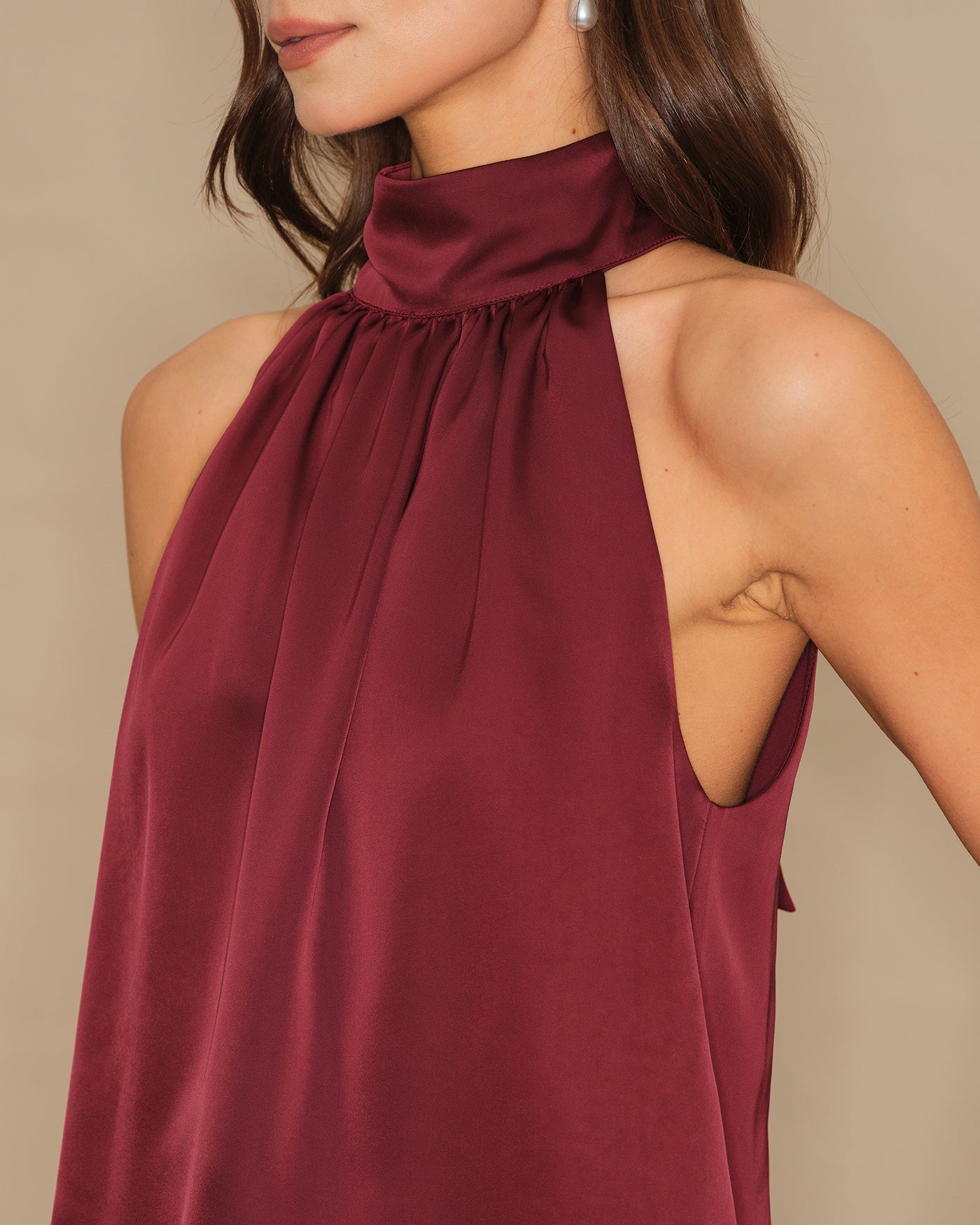 Wine Red Turtle Bowknot Satin Tank Top