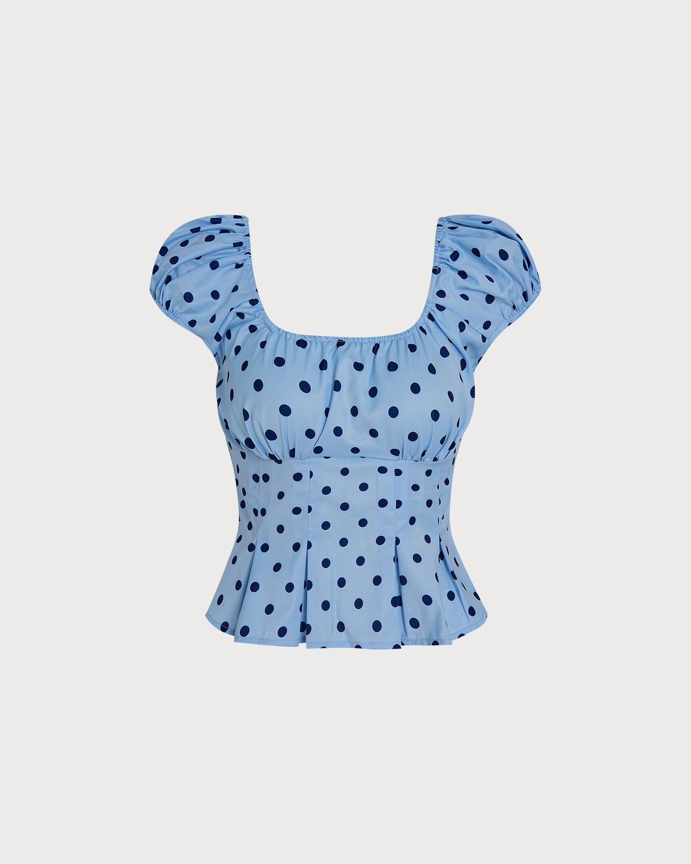 Blue U Neck Polka Dot Tee