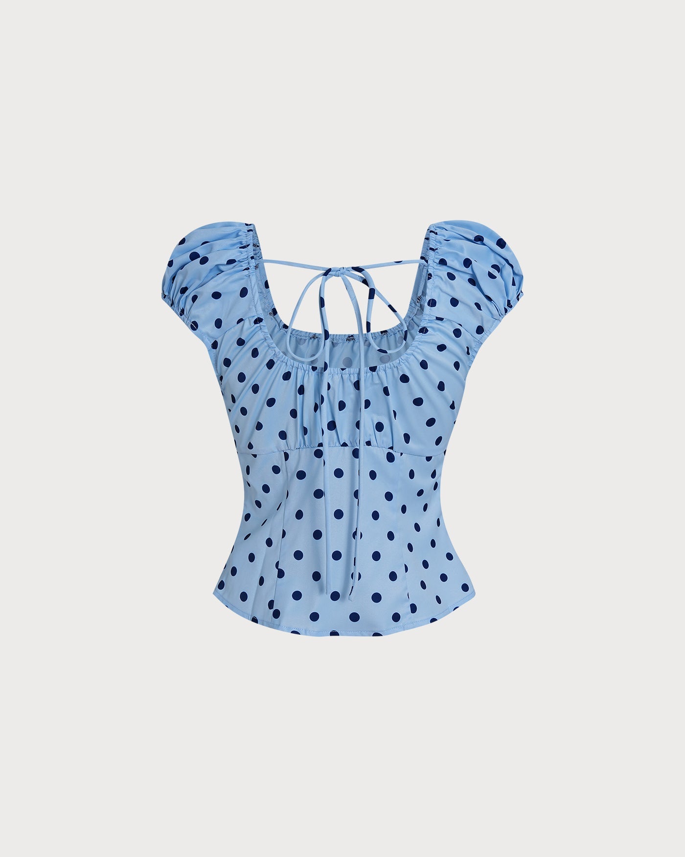 Blue U Neck Polka Dot Tee