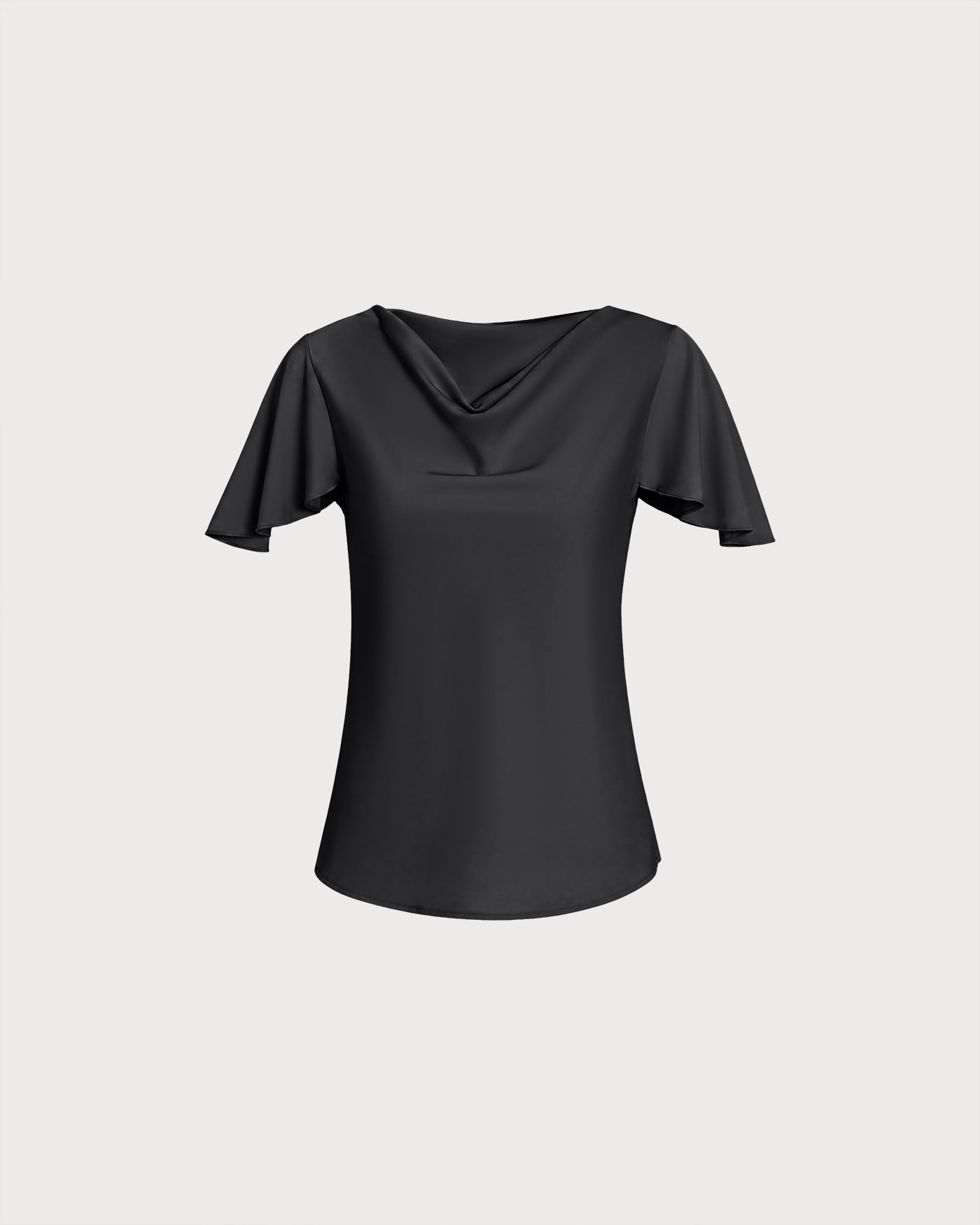 Black Cowl Neck Butterfly Sleeve Tee