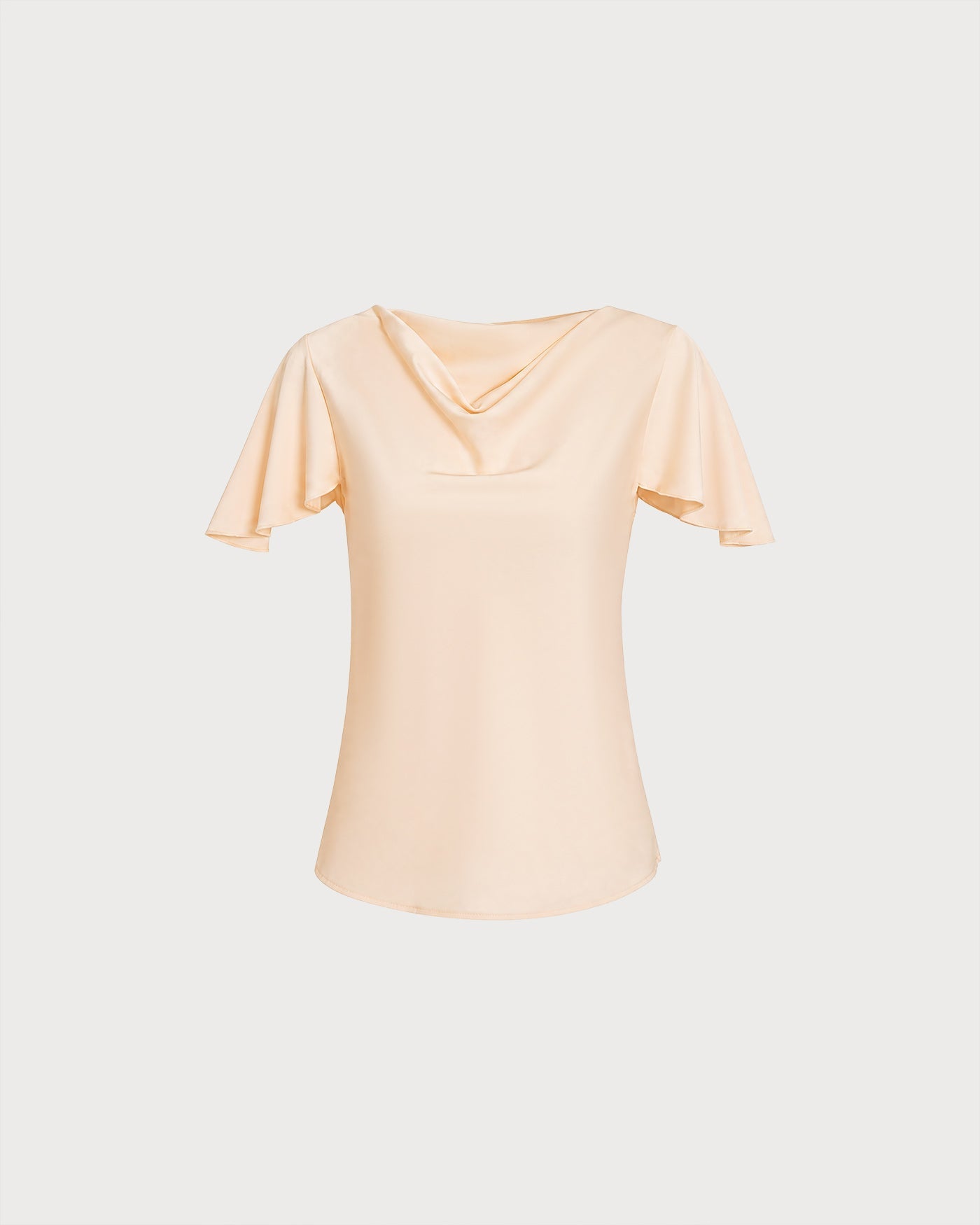 Apricot Cowl Neck Butterfly Sleeve Tee