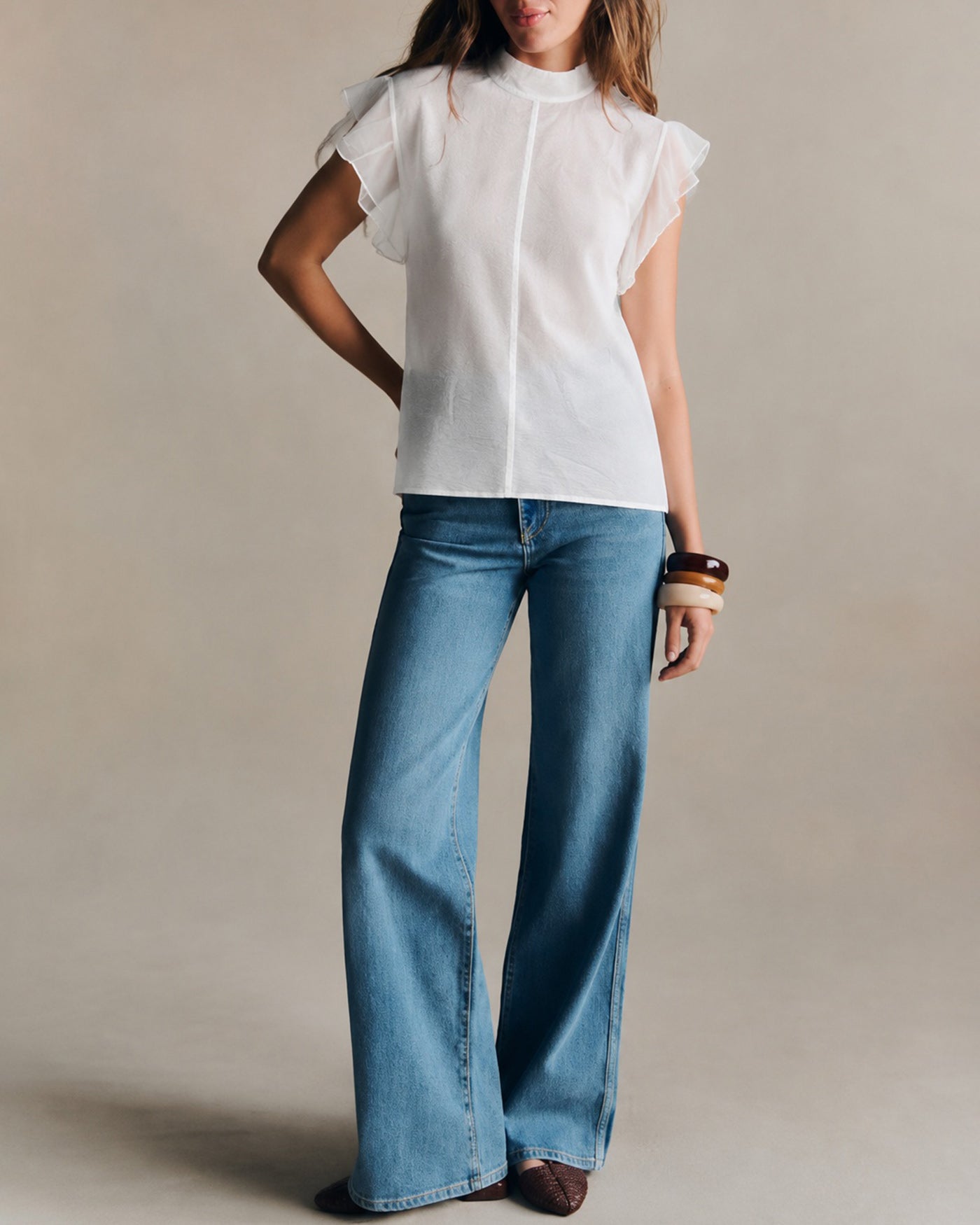 White Turtle Butterfly Sleeve Tee