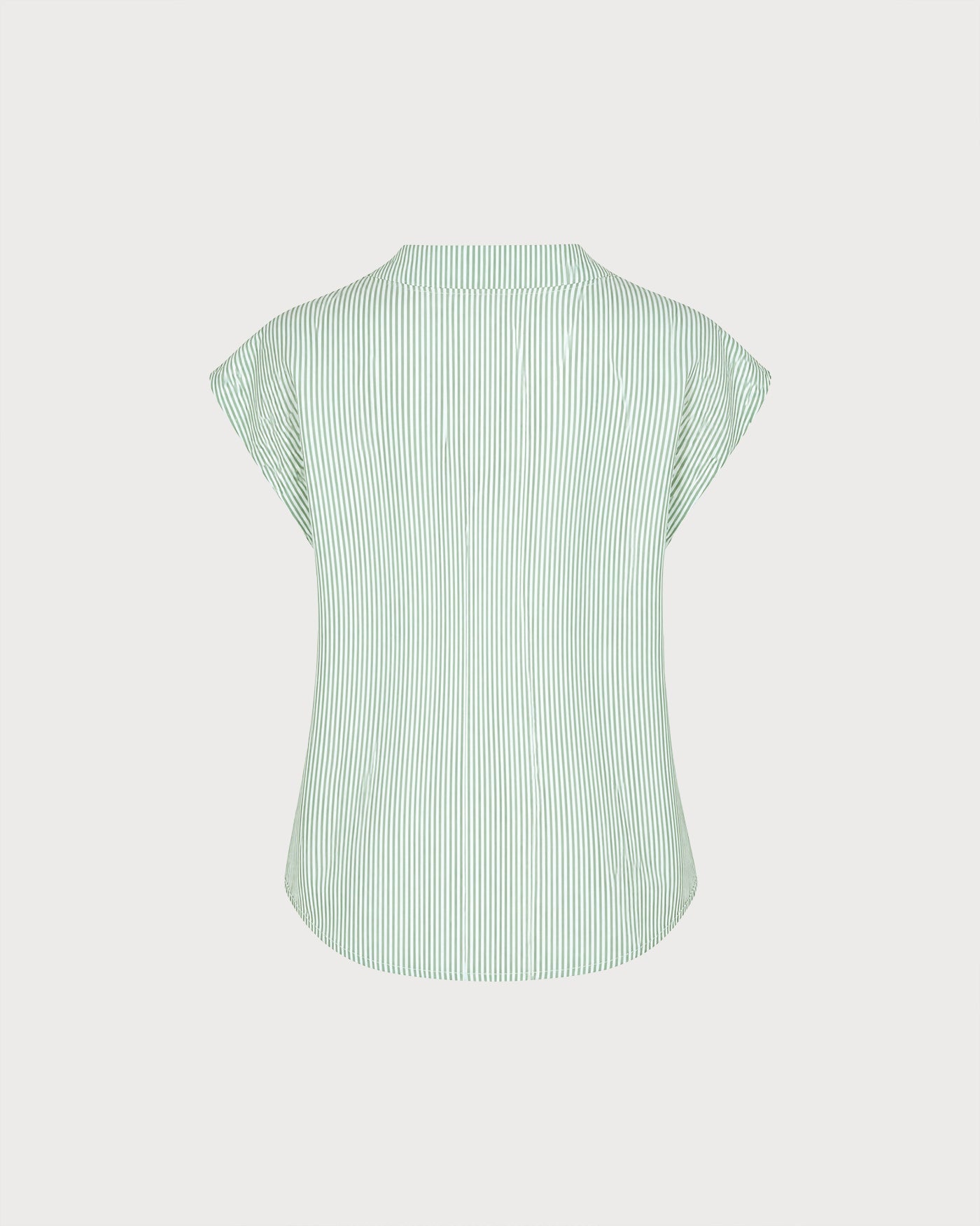 Green V Neck Drop Shoulder Striped Tee