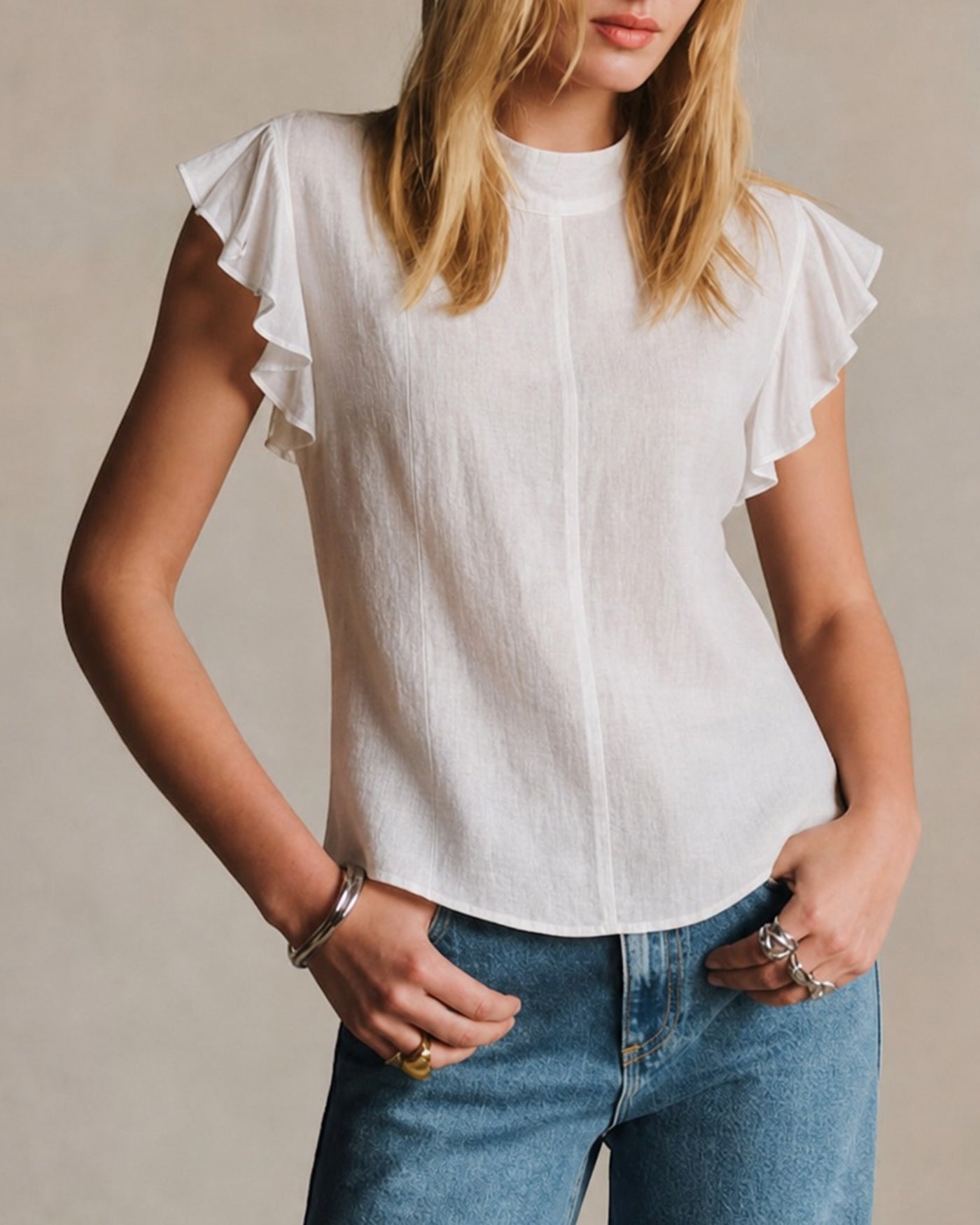 White Turtle Butterfly Sleeve Tee