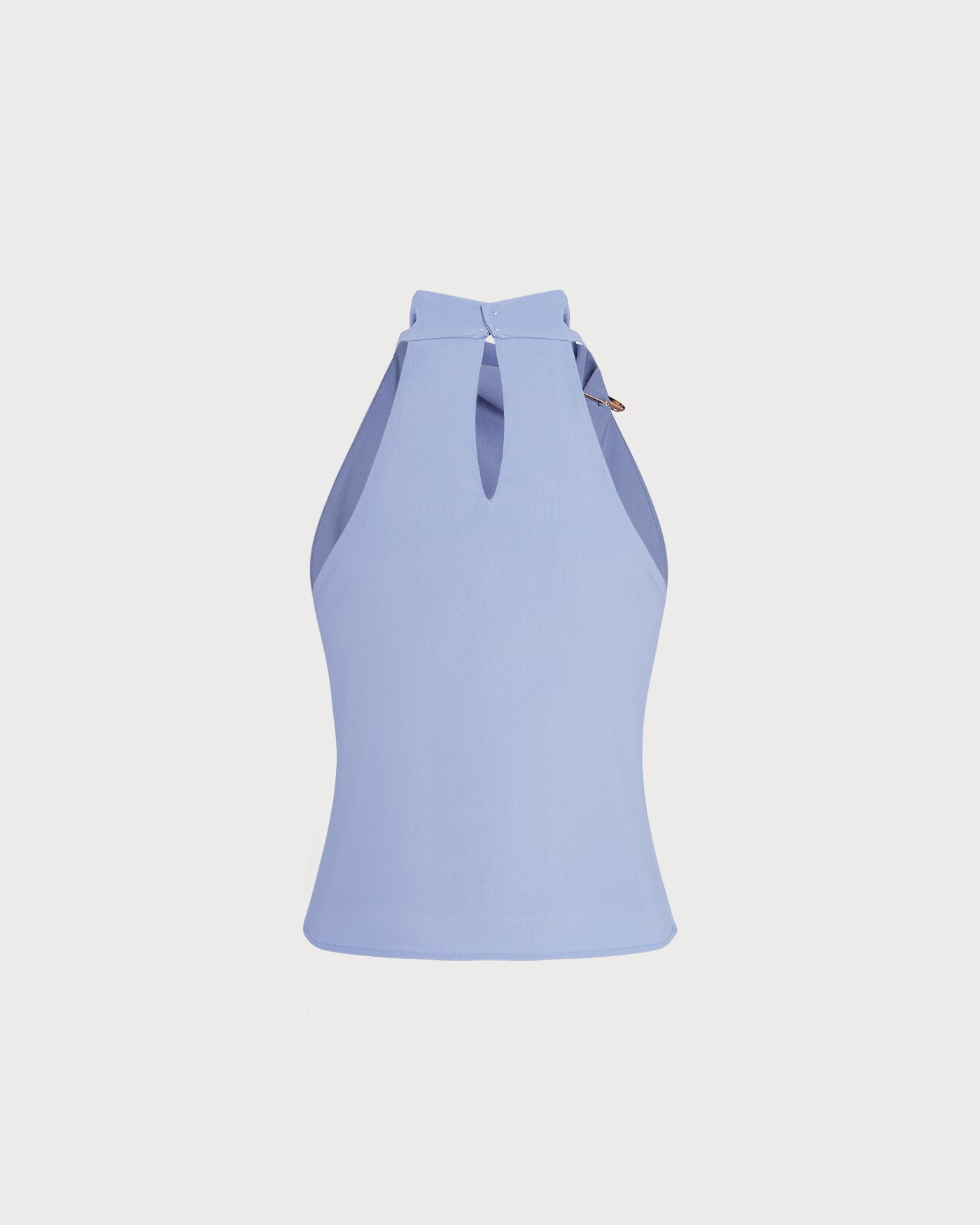 Blue Cowl Neck Button Tank Top