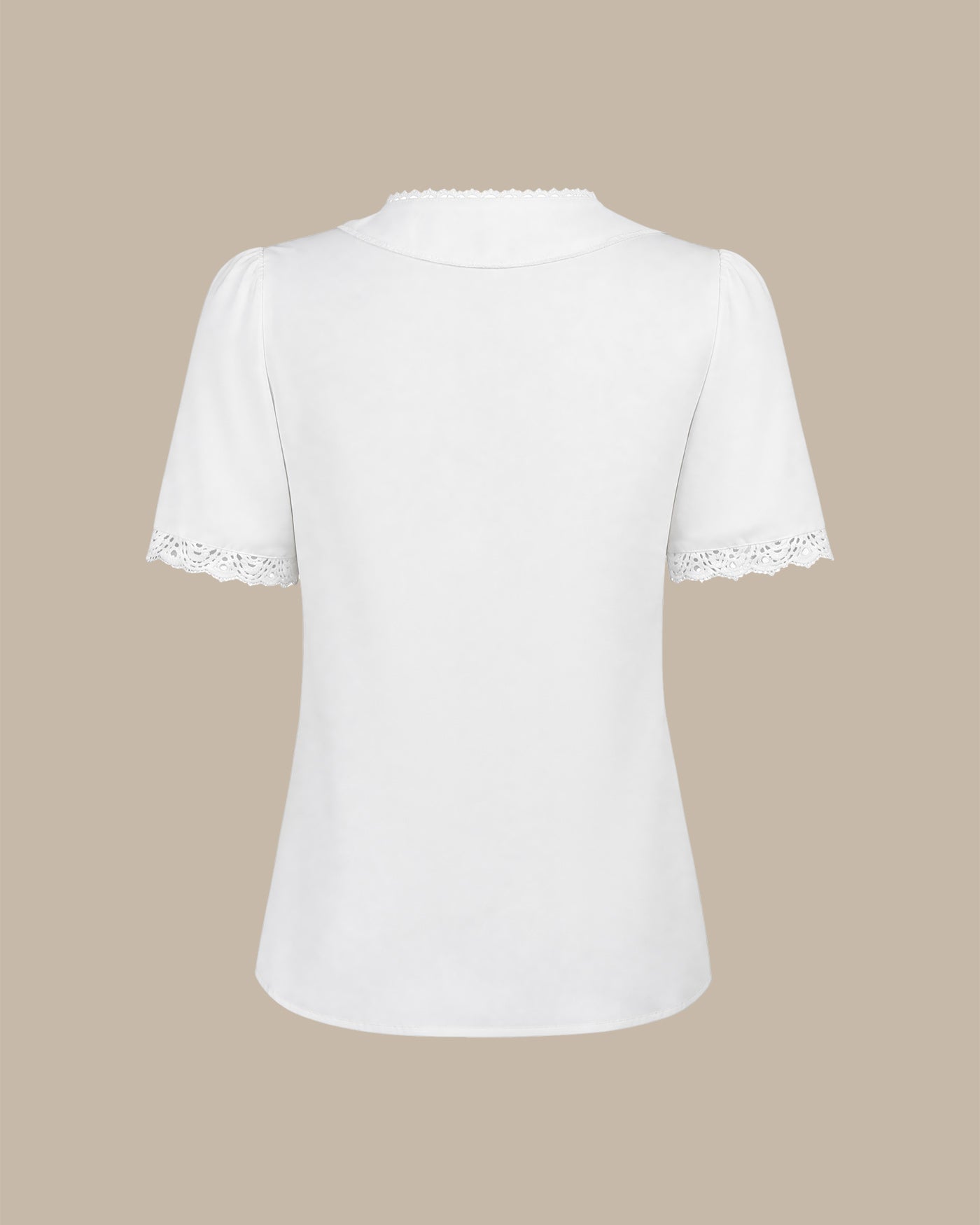 White Solid V Neck Button Tee