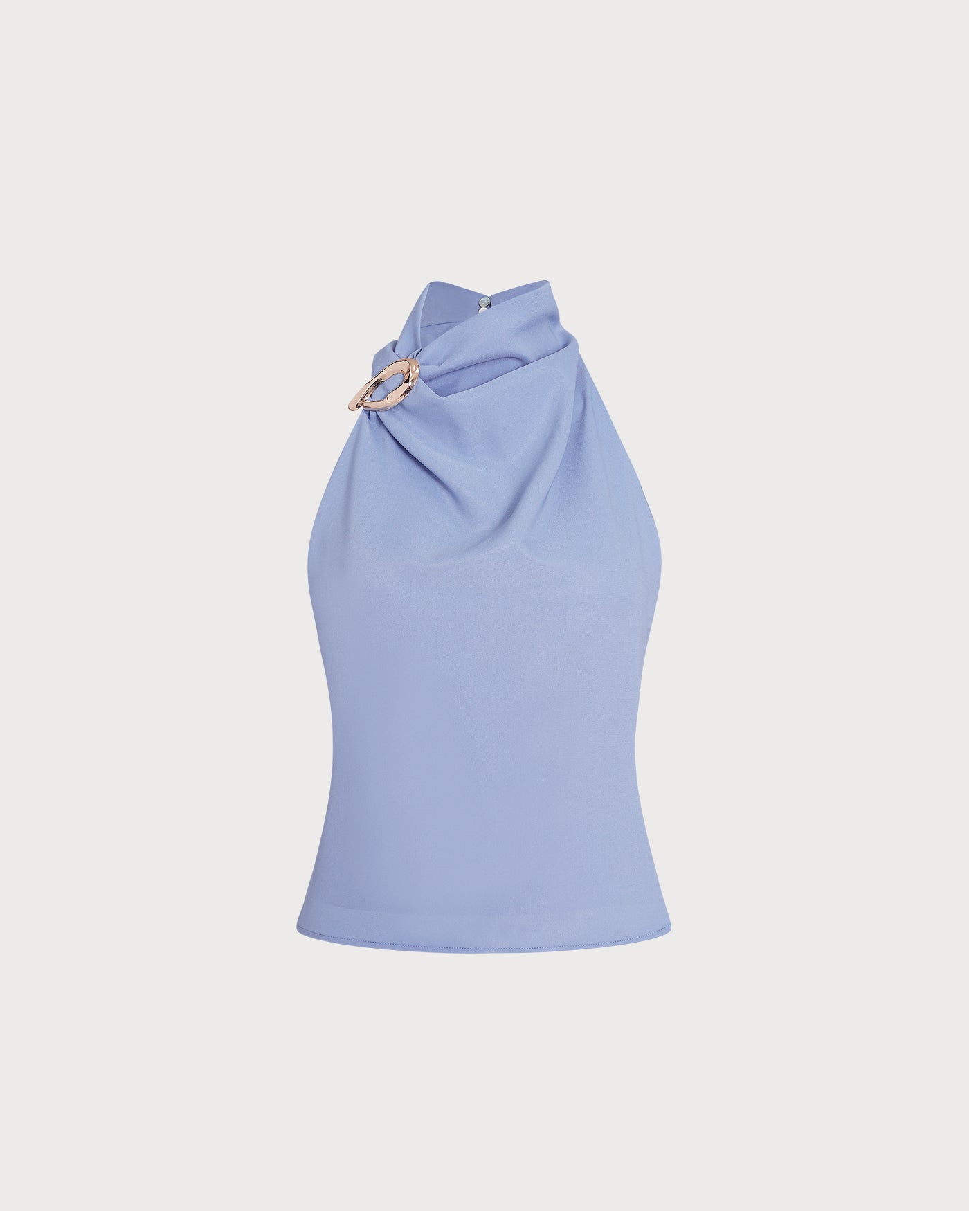 Blue Cowl Neck Button Tank Top