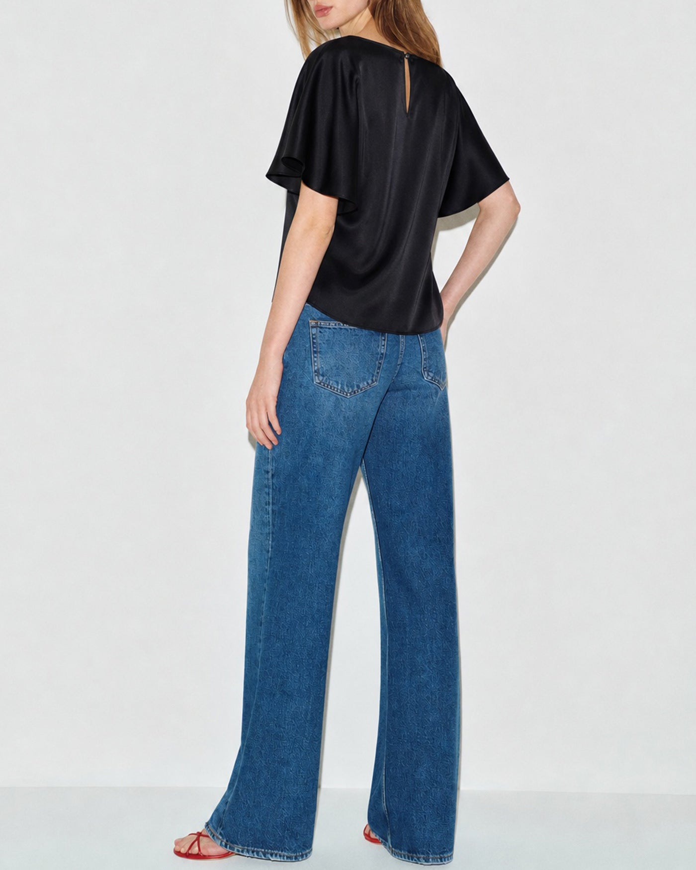 Black Cowl Neck Butterfly Sleeve Tee