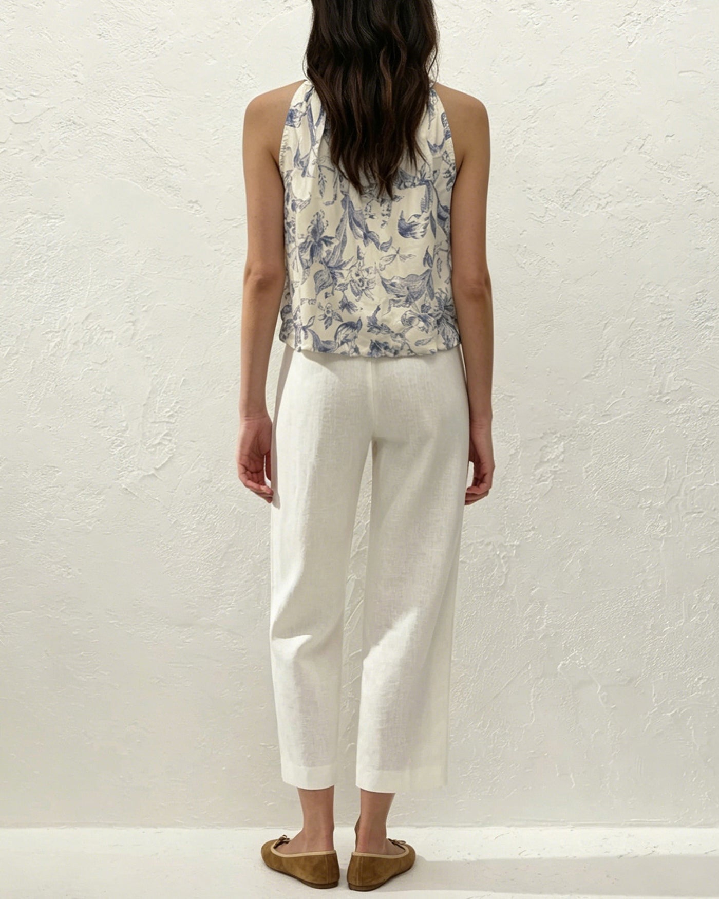 Apricot Ruffled Floral Tank Top