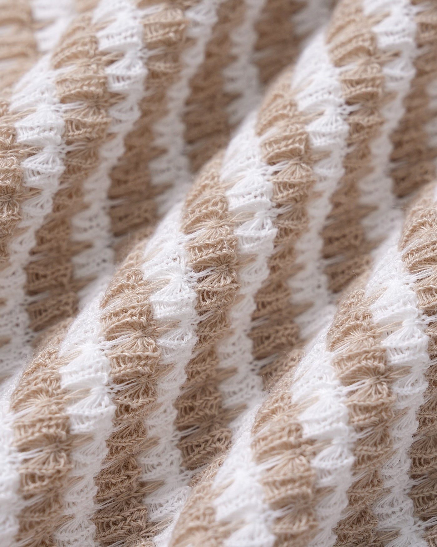 Khaki One Shoulder Textured Striped Tee