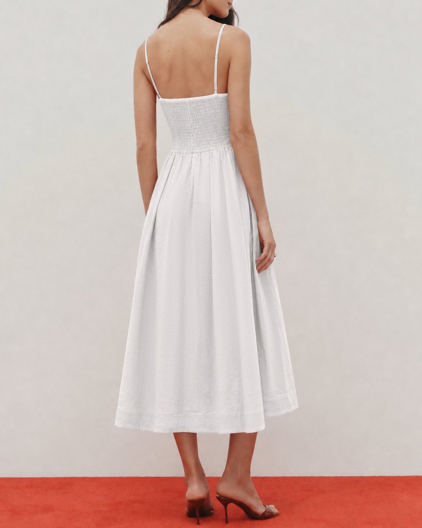 White Splicing Slip A-Line Maxi Dress