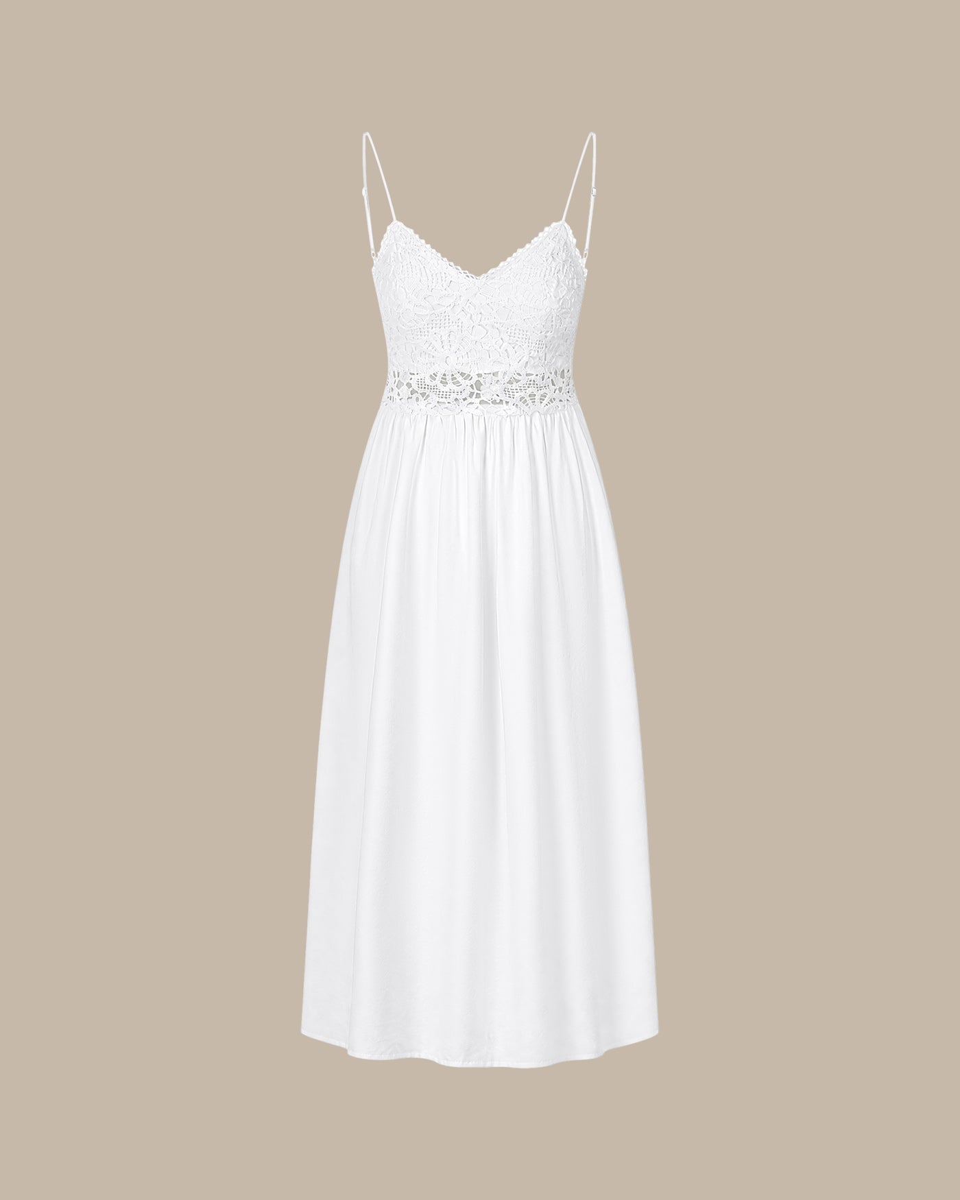 White Splicing Slip A-Line Maxi Dress