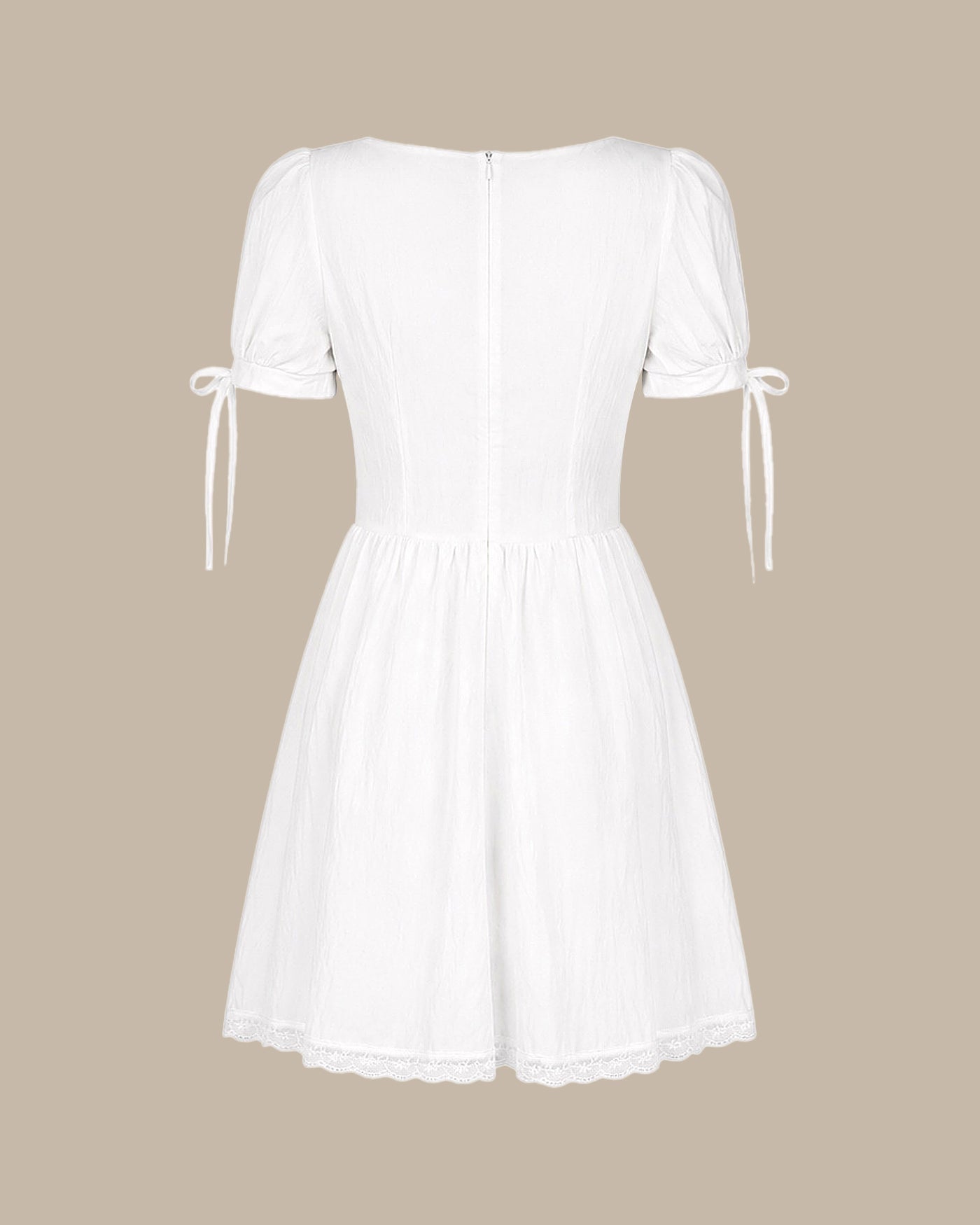White Square Neck Lace Mini Dress