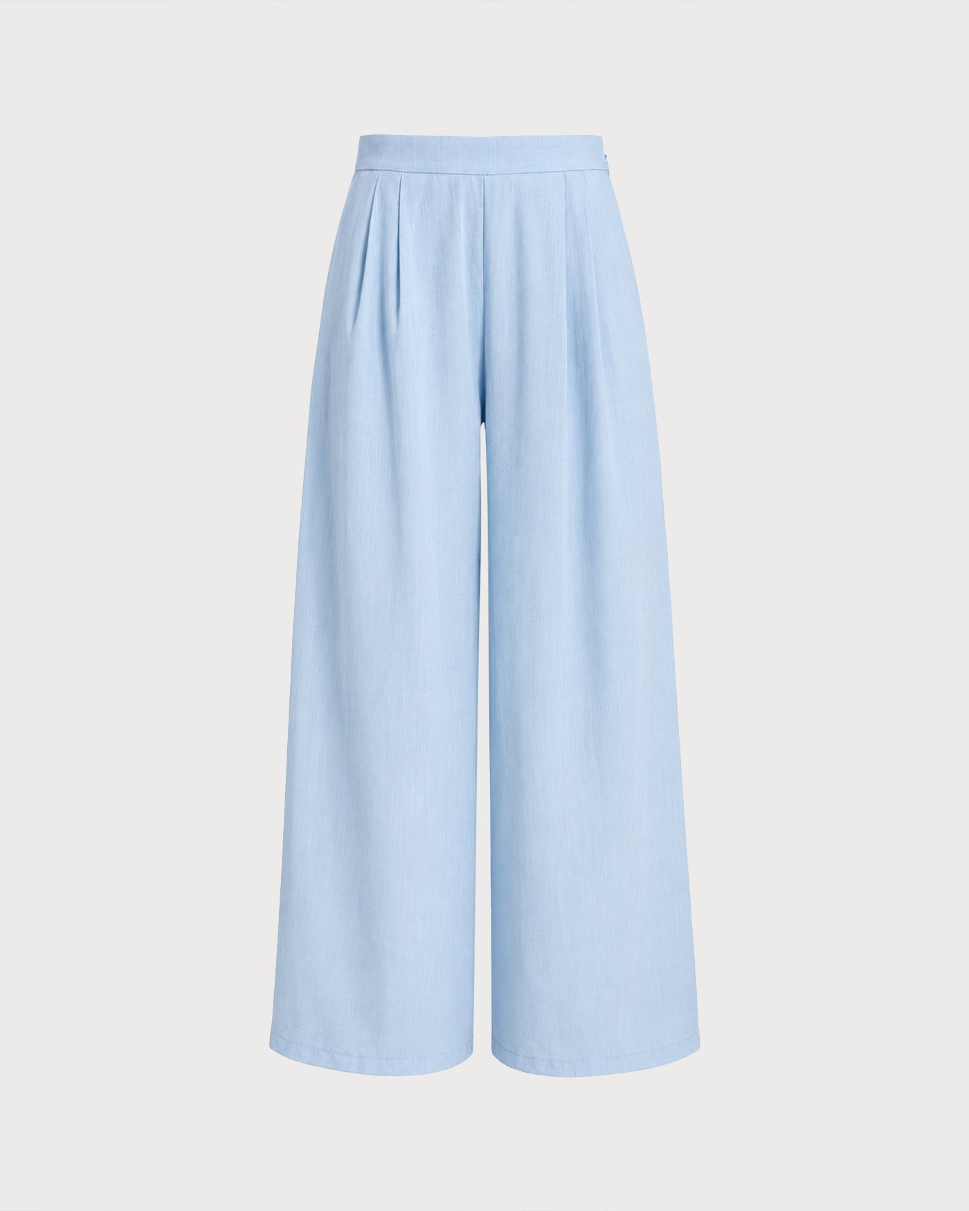 Blue Solid Pockets Straight Pants