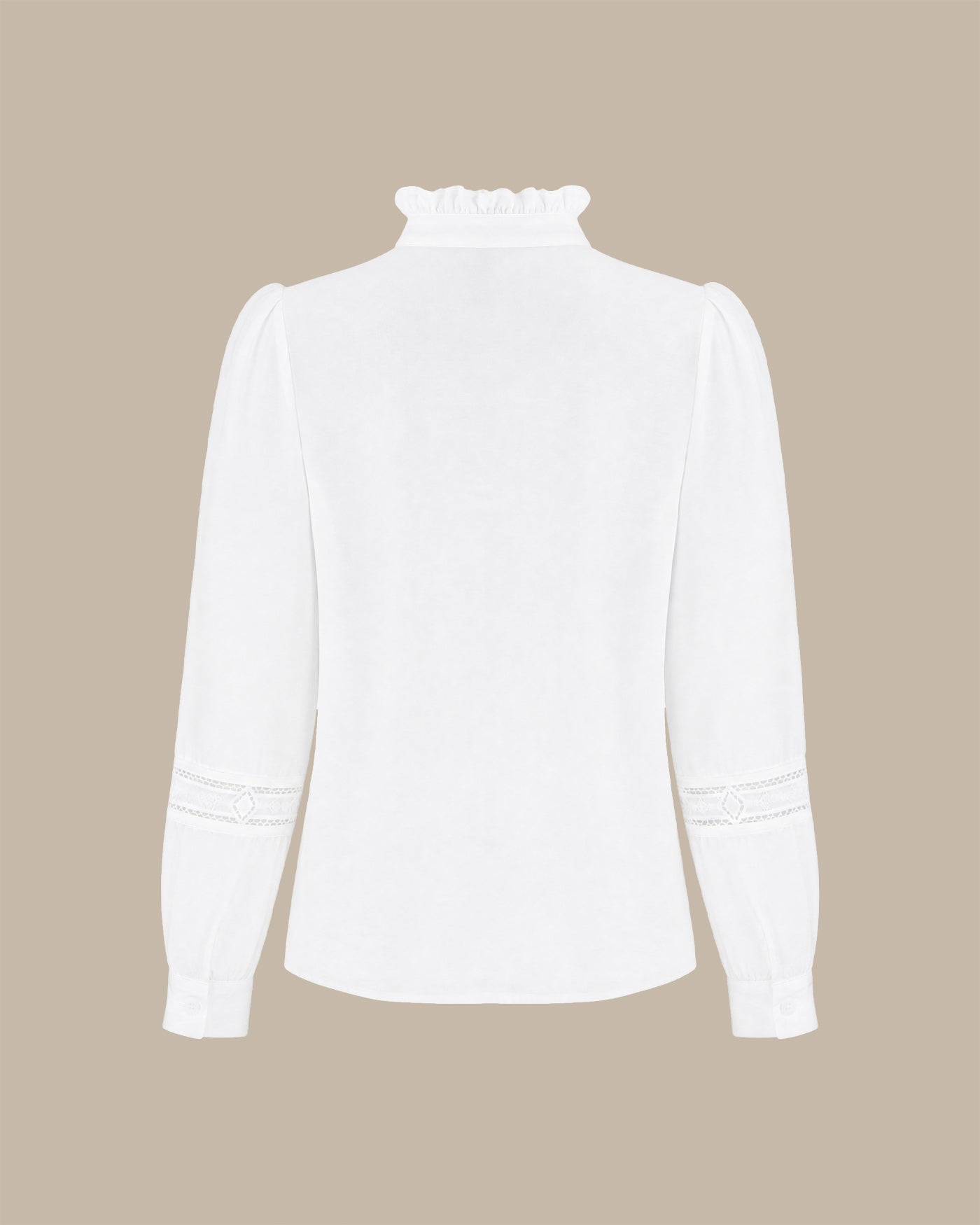 White Ruffled Splicing Button Shirt