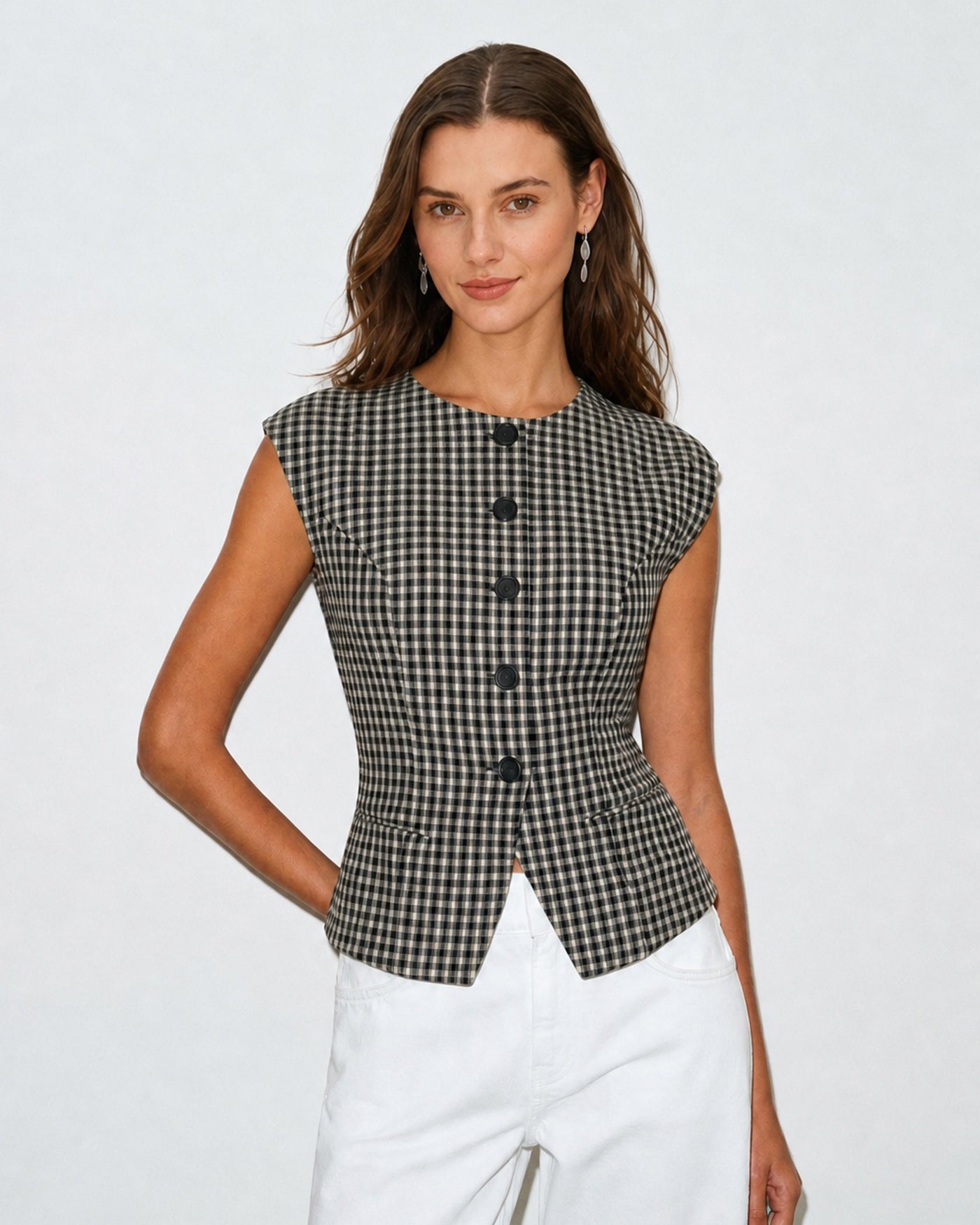Black Plaid Viscose Tee